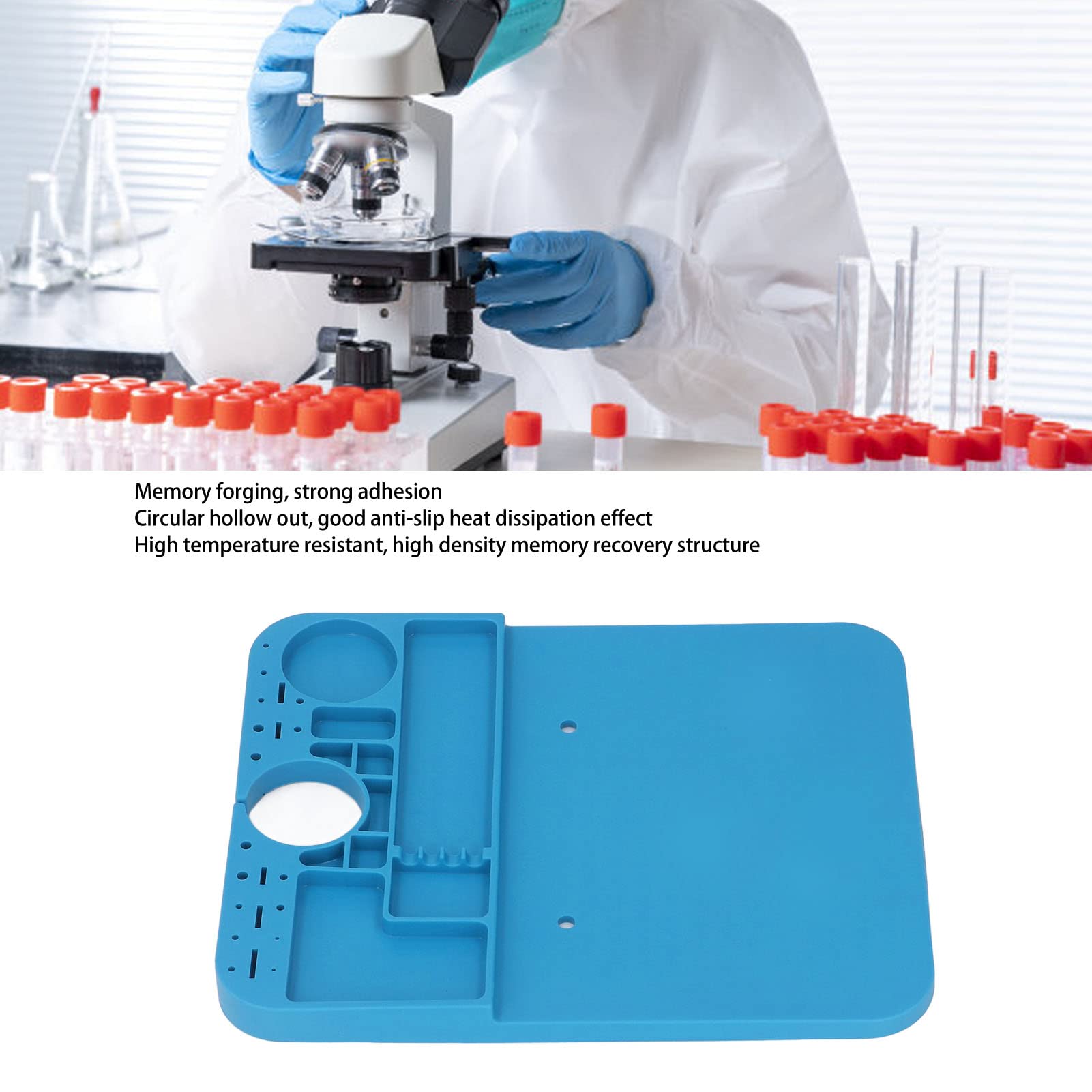 Respicefinem Microscope Silicone Base Anti Static Multifunctional Micro Soldering Mat Blue Silicone Pad for Digital Motherboard Testing and Repair