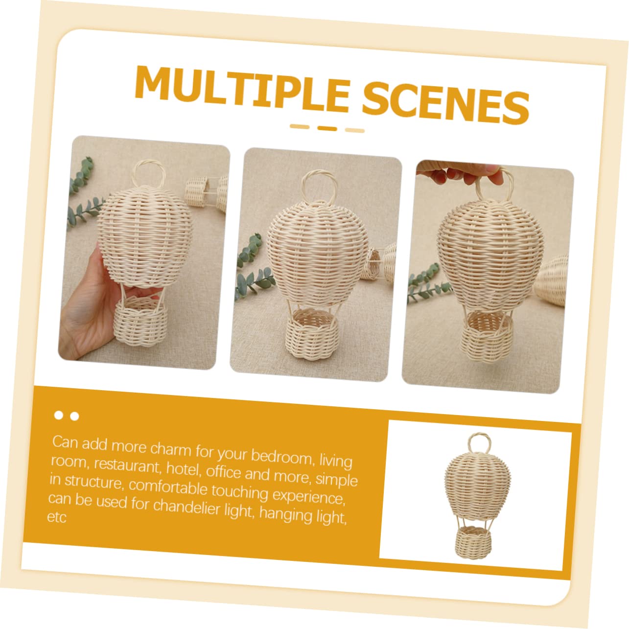 KICHOUSE Handmade Rattan Lamp Shade Warm Light Suitable for Dining Rooms and Bedrooms