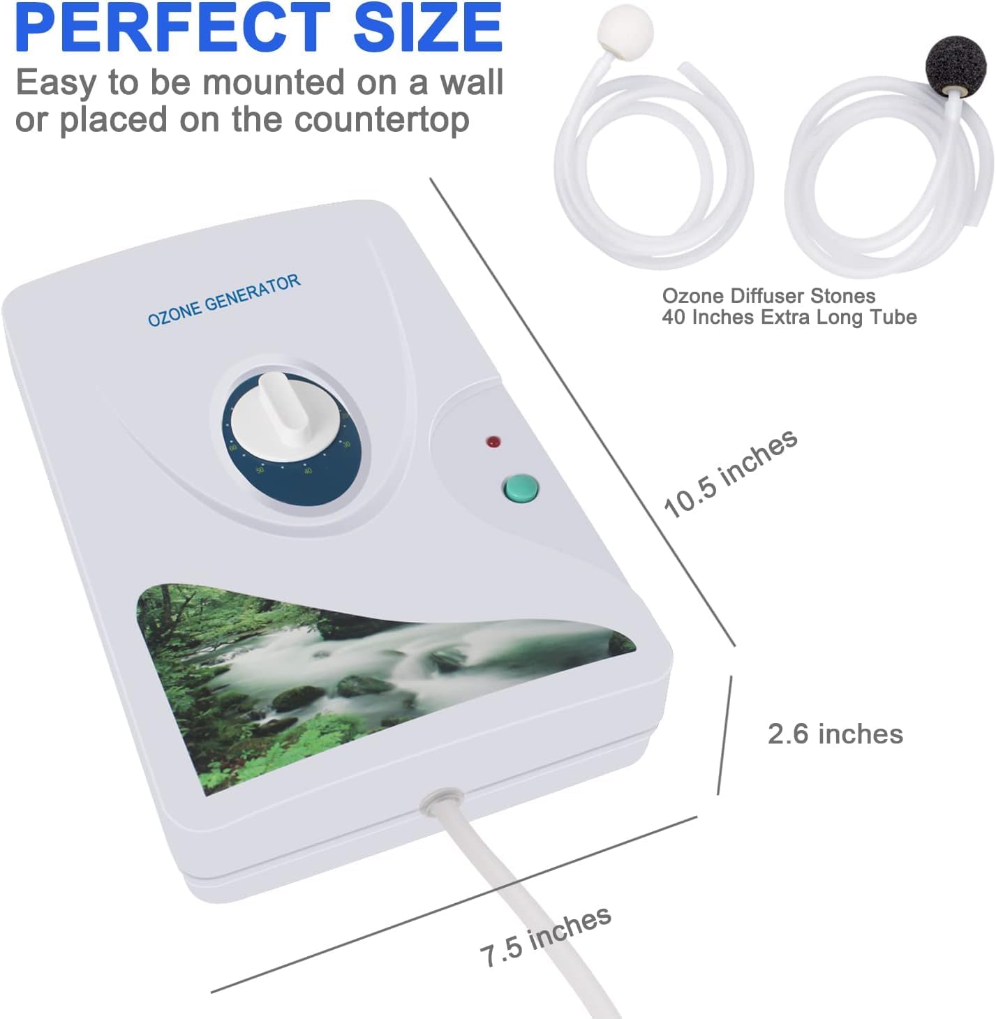 Generador de ozono Multifuncional Purificador de Agua y Aire Esterilizador Limpiador de Agua para Beber Frutas Alimentos Verduras Temporizador de Lavado de Ropa (600mg/h)