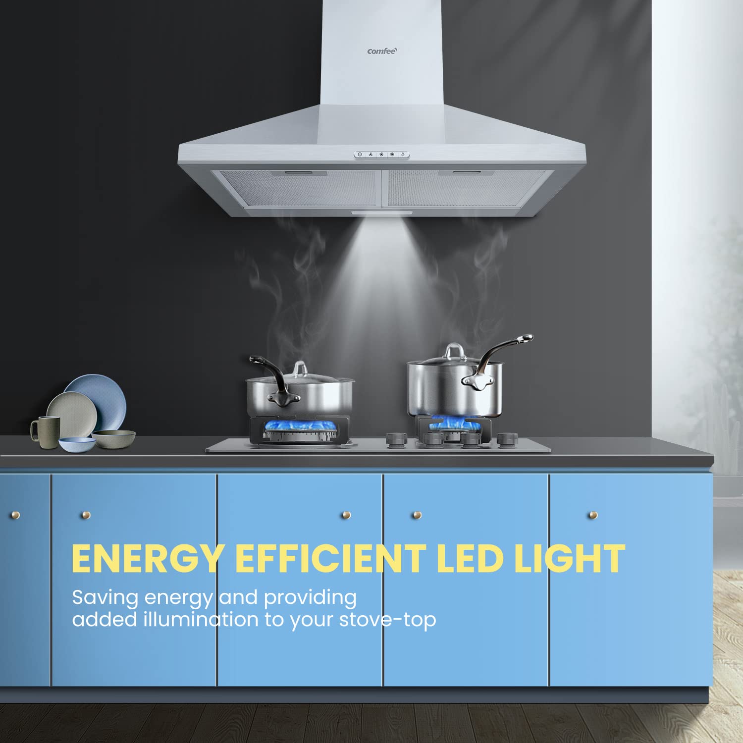 Buy COMFEE' 60 cm Chimney Cooker Hood Stainless Steel Extractor Hood