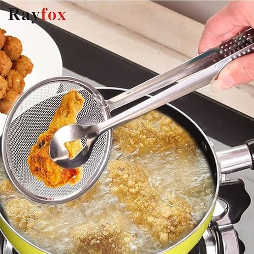 Rayfox Stainless Steel Fried Food Oil Scoop Kitchen Colander Strainer Drain Oilfolder For Kitchen Accessories Gadgets Supplies C #TOP1