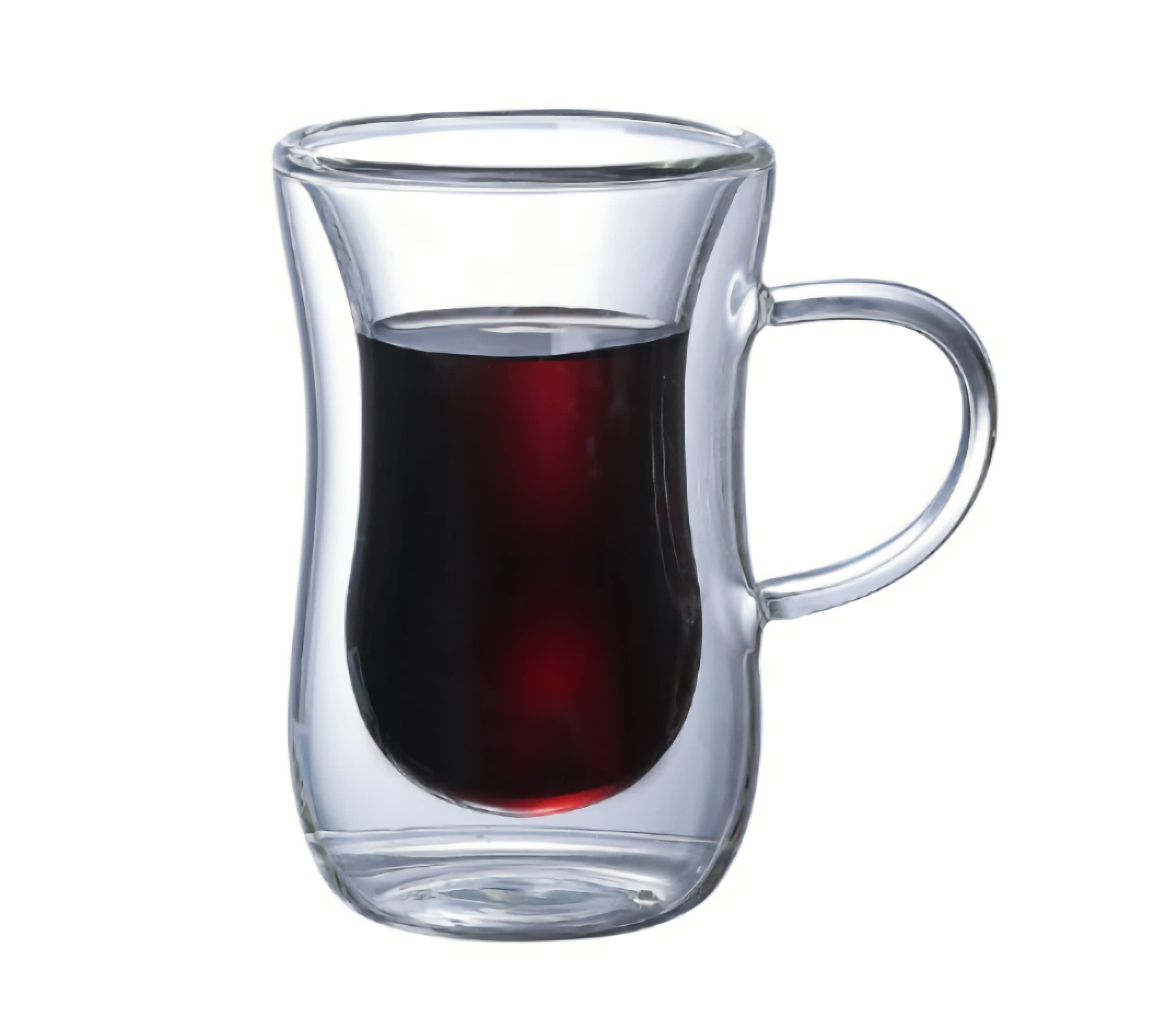 KNC Borosilicate Glass Coffee Mug with Handle,4 oz Double-wall Insulated Milk coffee Cup, Thick Expresso Coffee Cups For Americano, Latte, Espresso, Cappuccinos Beverage and Tea, Clear