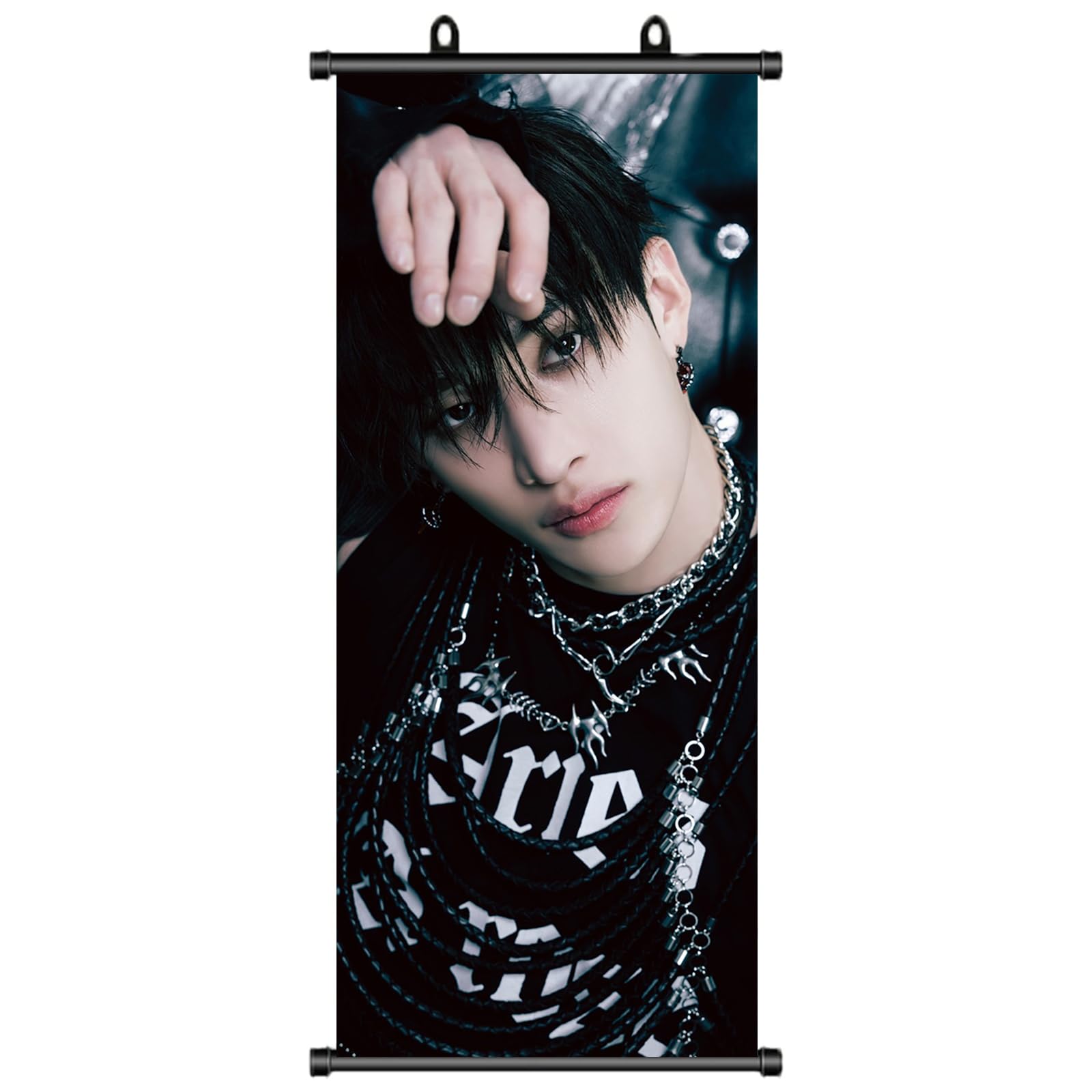 Stray Kids Poster, Stray Kids Bang Chan Scroll Picture, StrayKids Fan Item, StrayKids Bang Chan Scroll Poster, Birthday Decoration, Fabric for Wall Decoration, 70 x 30 cm