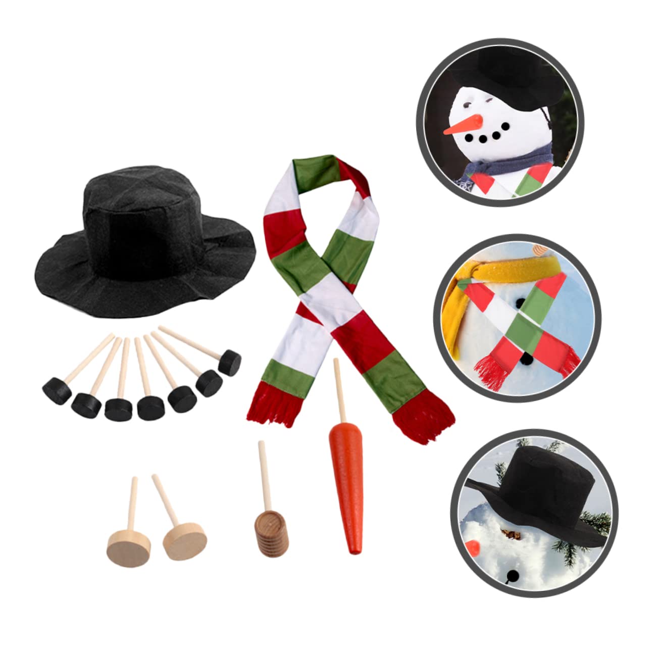 PRETYZOOM 3 Sätze Schneemann verkleiden schneemann DIY zubehör schneemann DIY Material winterdeko weihnachtsbekleidung weihnachtdeko festliches Accessoire Schneemann-Kleidungszubehör Stoff