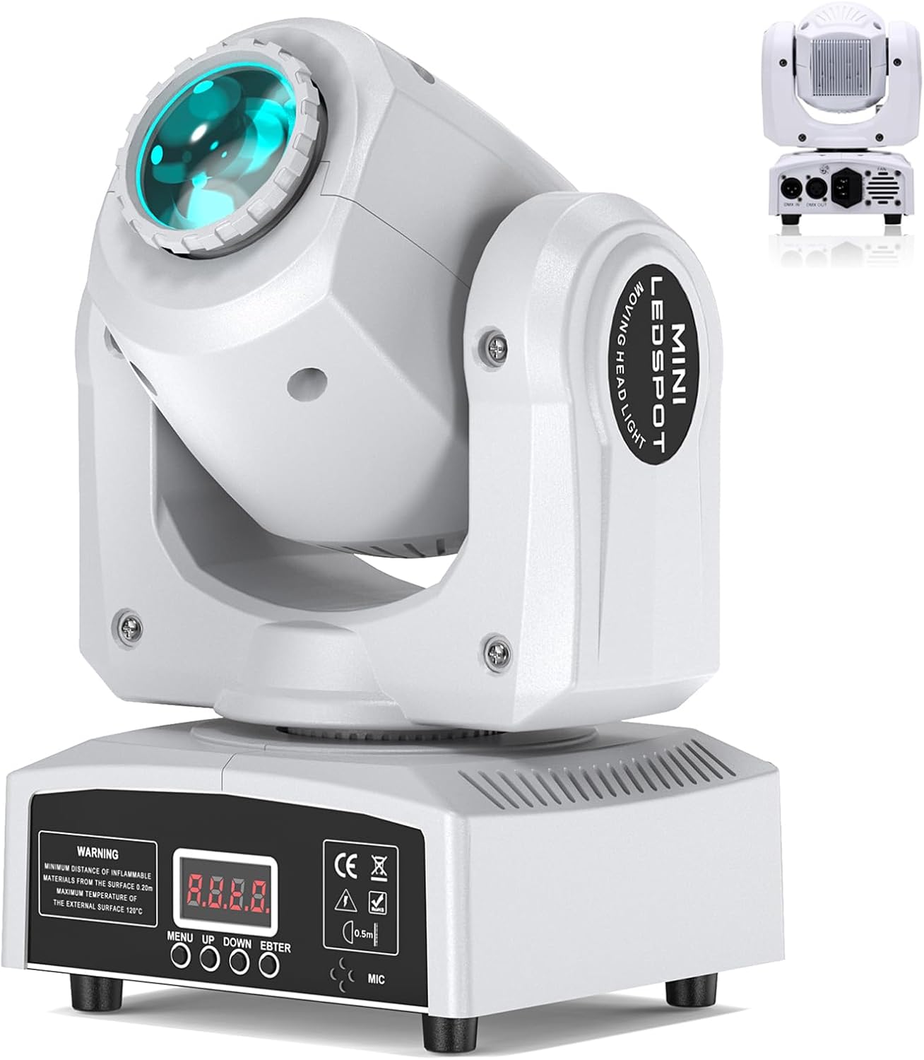 U`King DJ Lights Moving Head 8 Color 8 GOBO Stage Lighting LED Spotlight by DMX and Sound Activated Control for Wedding DJ Disco Parties Church Live Show Bar (White-1 Piece)