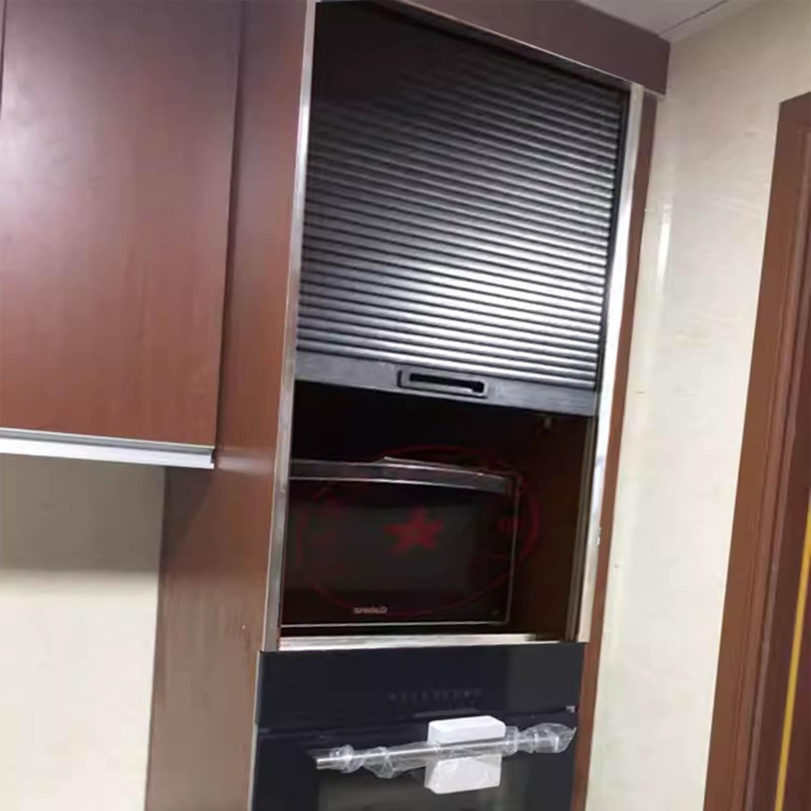 KHLMSRXJ Folding Door Cabinets Tambour Door for Small Spaces, Plastic Wardrobe Sliding Foldable Door Retractable, 20 24 30 35 40 in Tall Pull-Down Shutter Closet Doors(30x30in (76x76cm))