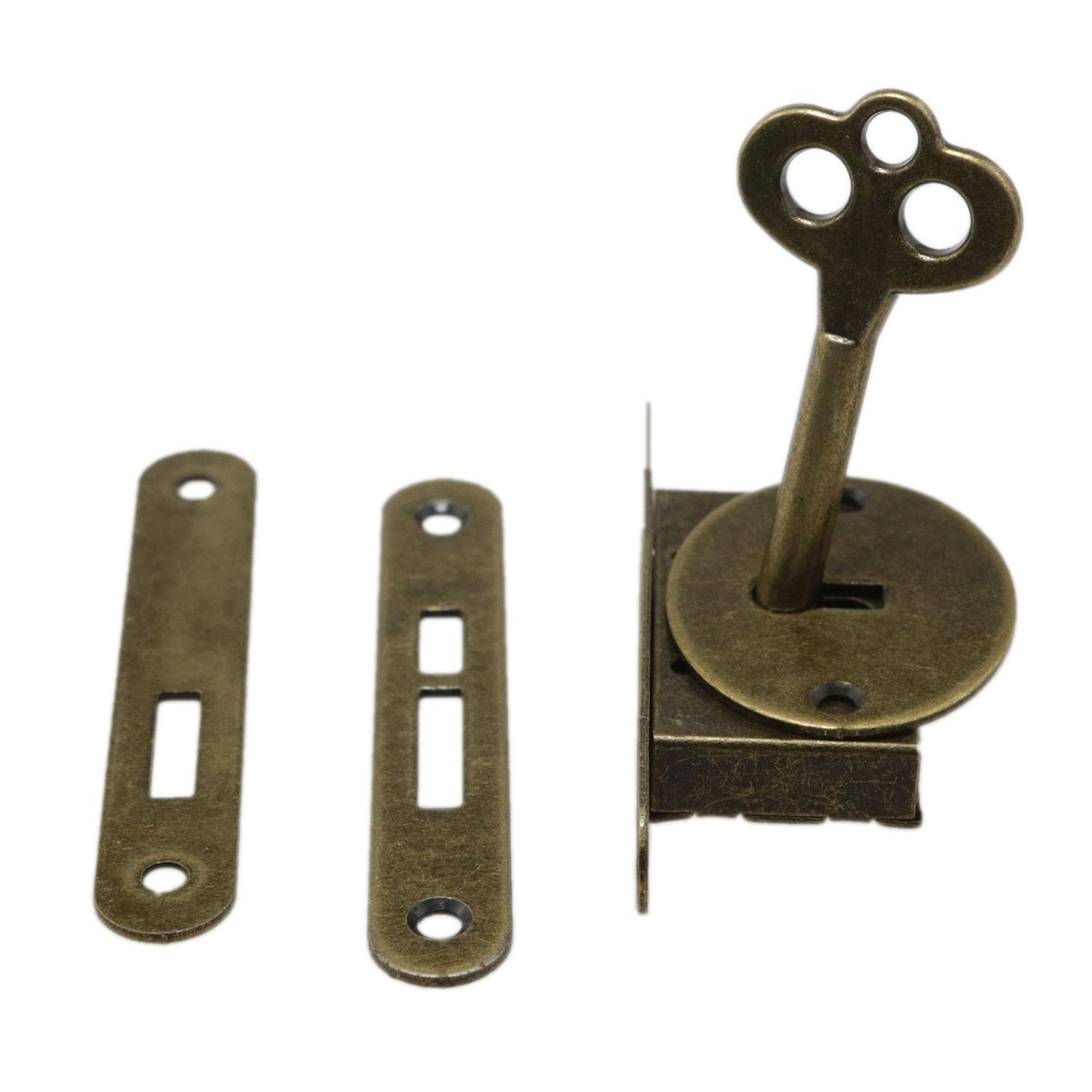 yukata Serrature per cassetti in bronzo anticato, serratura per pianoforte, con chiave, per ante e cassettiera, 1 pezzo