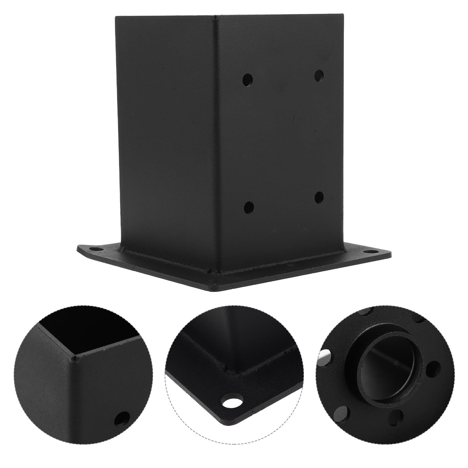 Mipcase Base de Poste de Cerca Soporte Metálico para Postes Metal Negro Recubrimiento para Montaje y Buzones