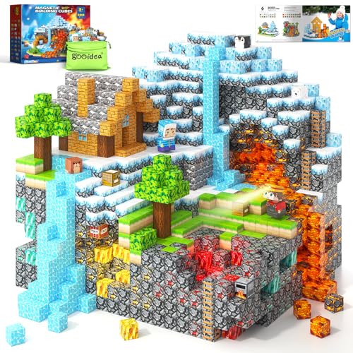 Image of Magnetic Blocks - 200PCS 0.8 inch Building Blocks STEM Toys for Boys Girls Kids | Sensory STEM Magnetic Toys for Kids, Mine Magnet World Craft Cubes Set, Birthday Gift for Boys Girls Ages 3-5 5-7 8-12