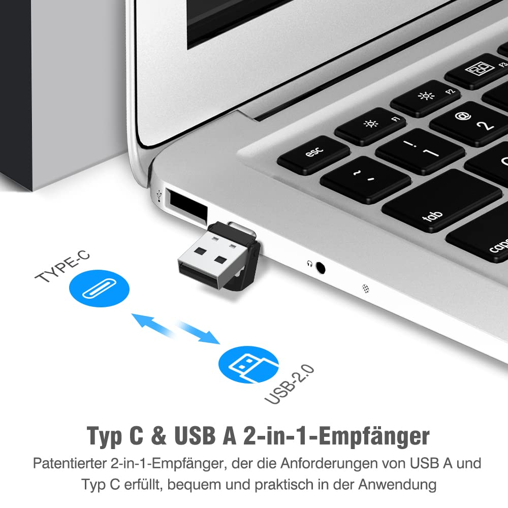 USB C Presenter für Mac, 2.4 GHz Wireless Presenter Verbindung via Typ C und USB Empfänger, Powerpoint Fernbedienung mit Stiftclip, Präsentationsfernbedienung für Windows,Mac IOS,Android,Vista,Linux