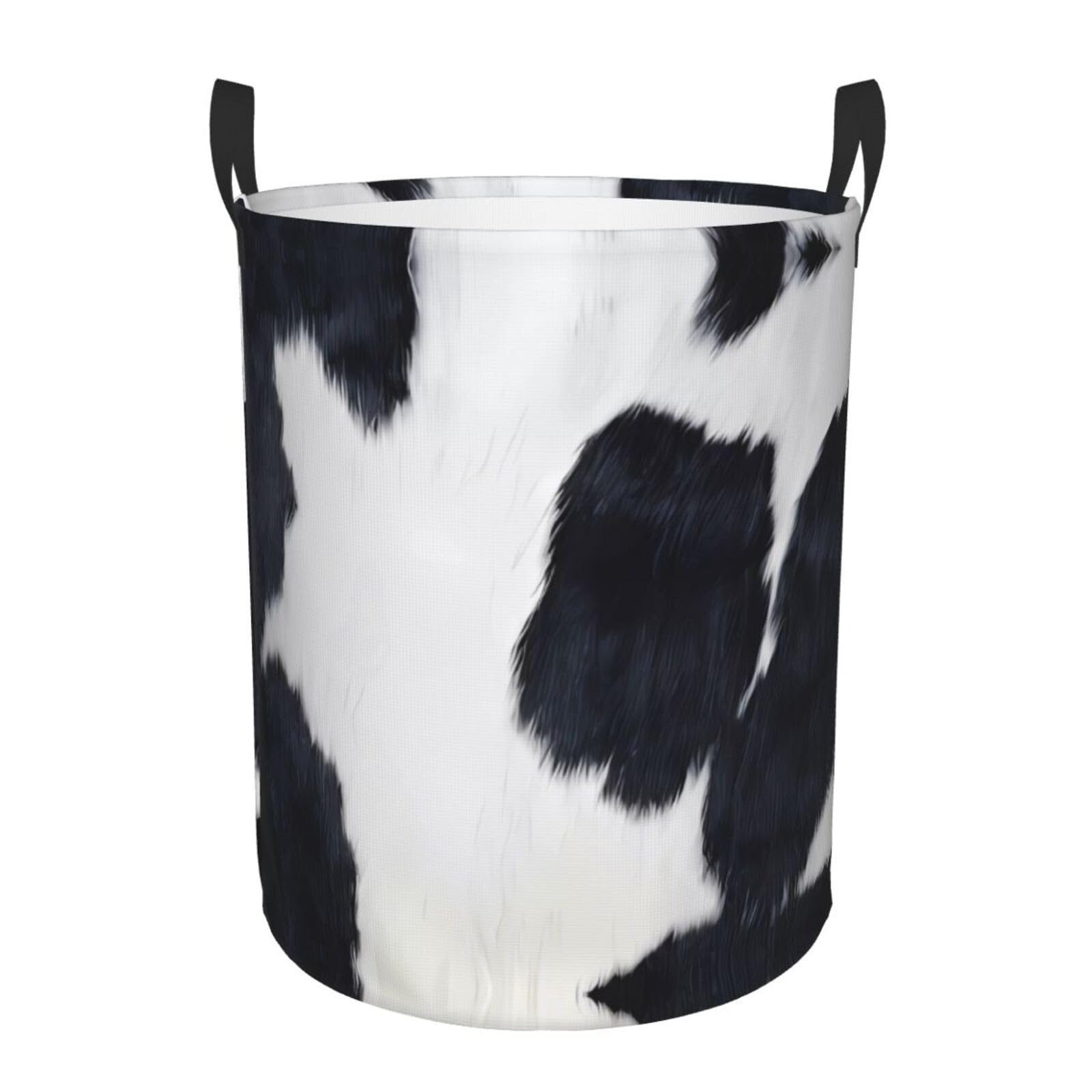 S Circular Hamper cowhide Print Storage Basket for Home