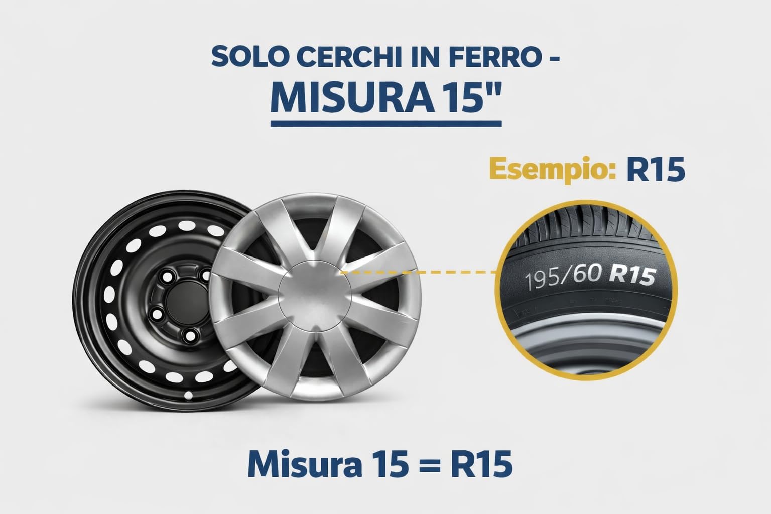 Set 4 Copricerchi 15" Compatibili con Renault Clio dal 2005 in poi – Copri Ruota per Cerchi in Acciaio – ABS Antiurto – Argento – Anello di Fissaggio Incluso