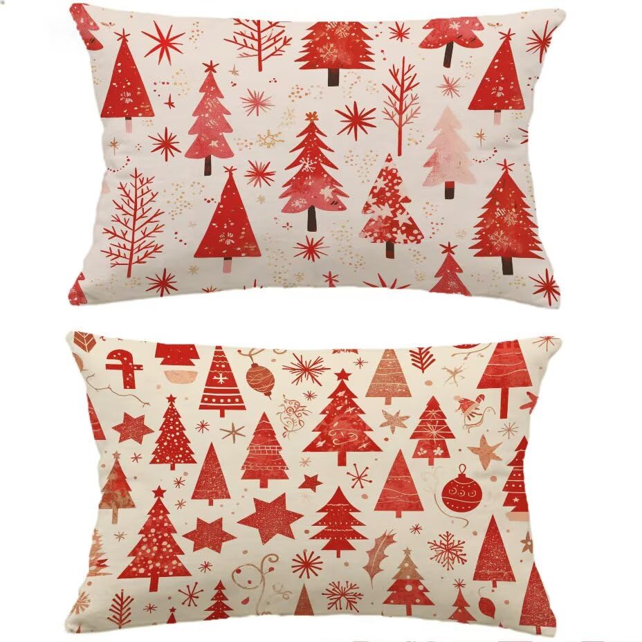 Housse de coussin de jardin texture lin rouge chic et durable 40x80 - 2