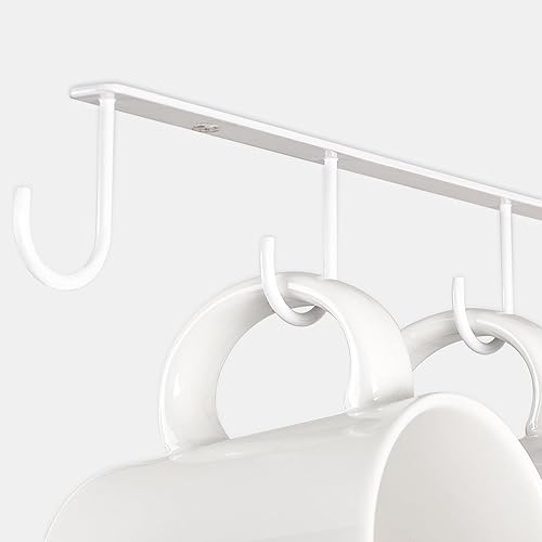 Miniatura 4 de Mkono Juego de 3 ganchos de metal para tazas de café con 12 ganchos, organizador simple para tazas de café para gabinete, estante moderno para