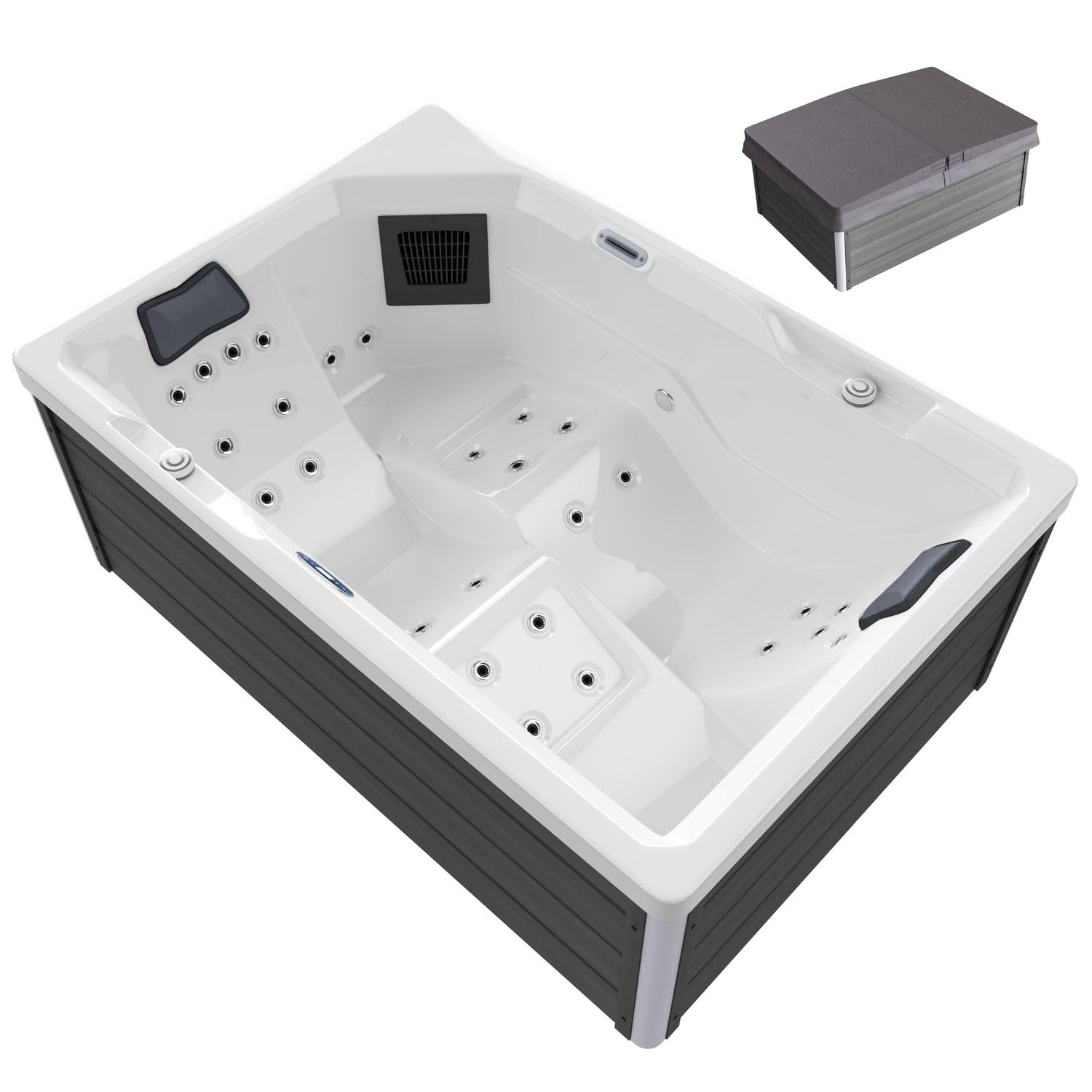 Tronitechnik® Outdoor Whirlpool Spa GALERA außen Badewanne weiß 190cm x 130cm mit Heizung, Hydromassage und Farblichtherapie