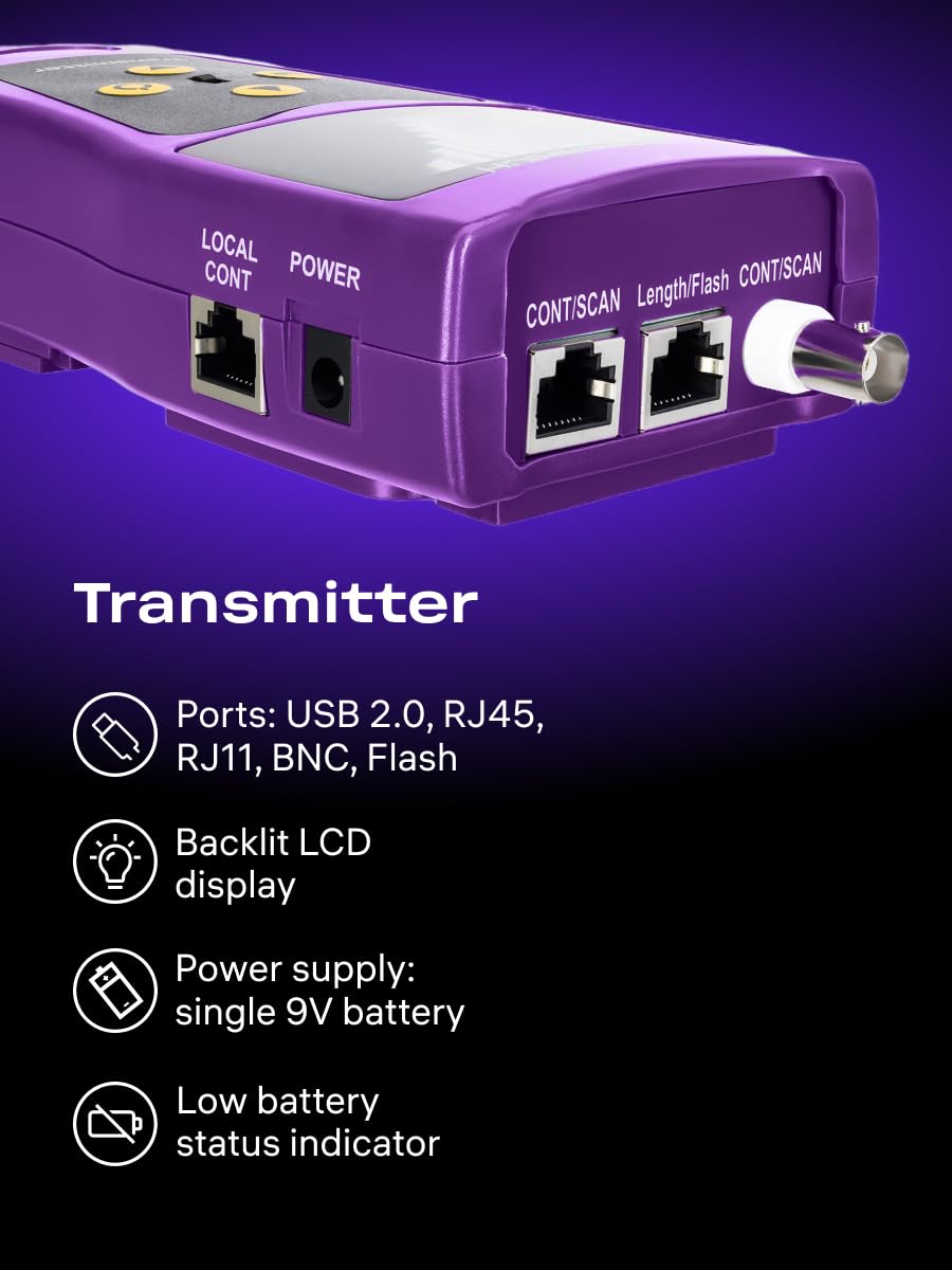 NetGeeks NP30 Tester per Cavi di Rete Test Lunghezza del Cavo | Testa Linee Telefoniche con Porta Flash 350m per LAN RJ45/RJ11Tracker CAT5E CAT6 CAT6A CAT7 Trova Interruzioni Cortocircuiti