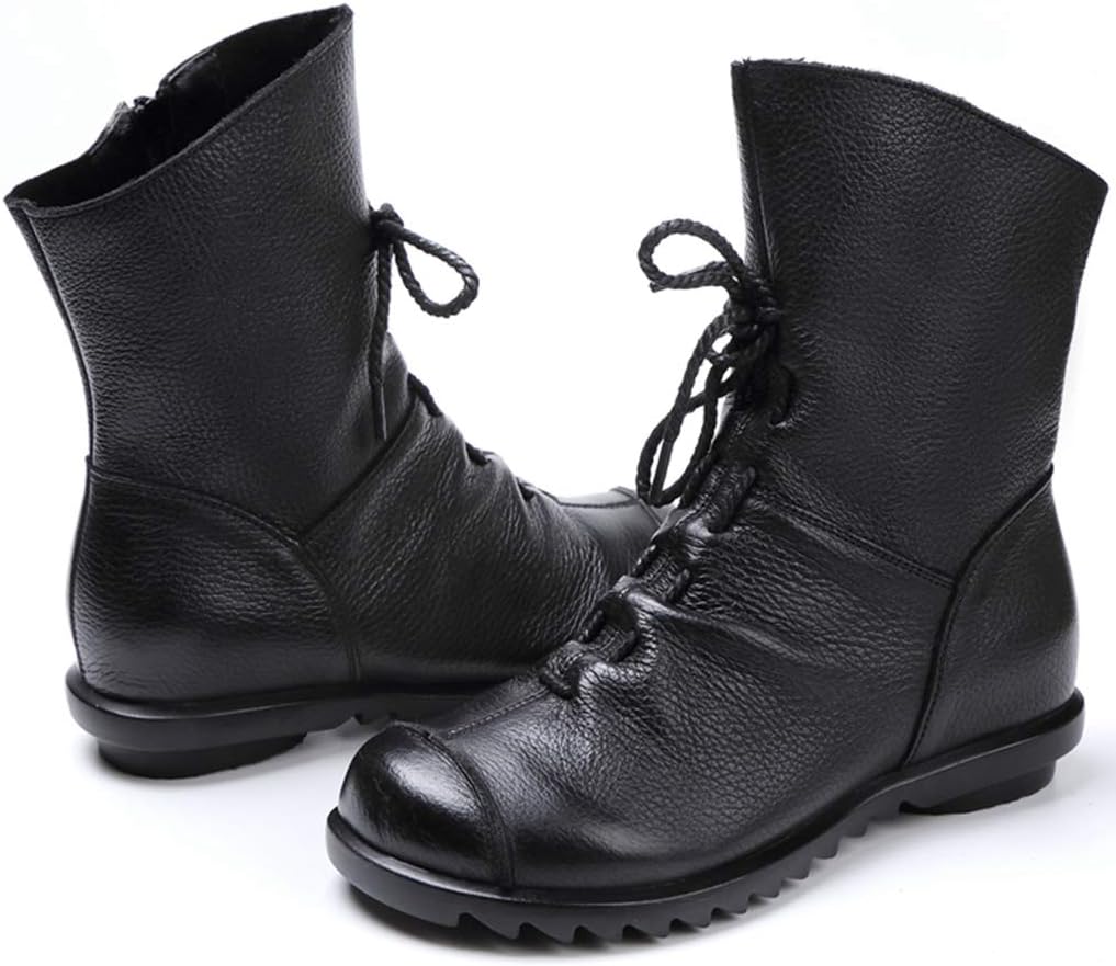 Women's Leather Casual Soft Flat Boots