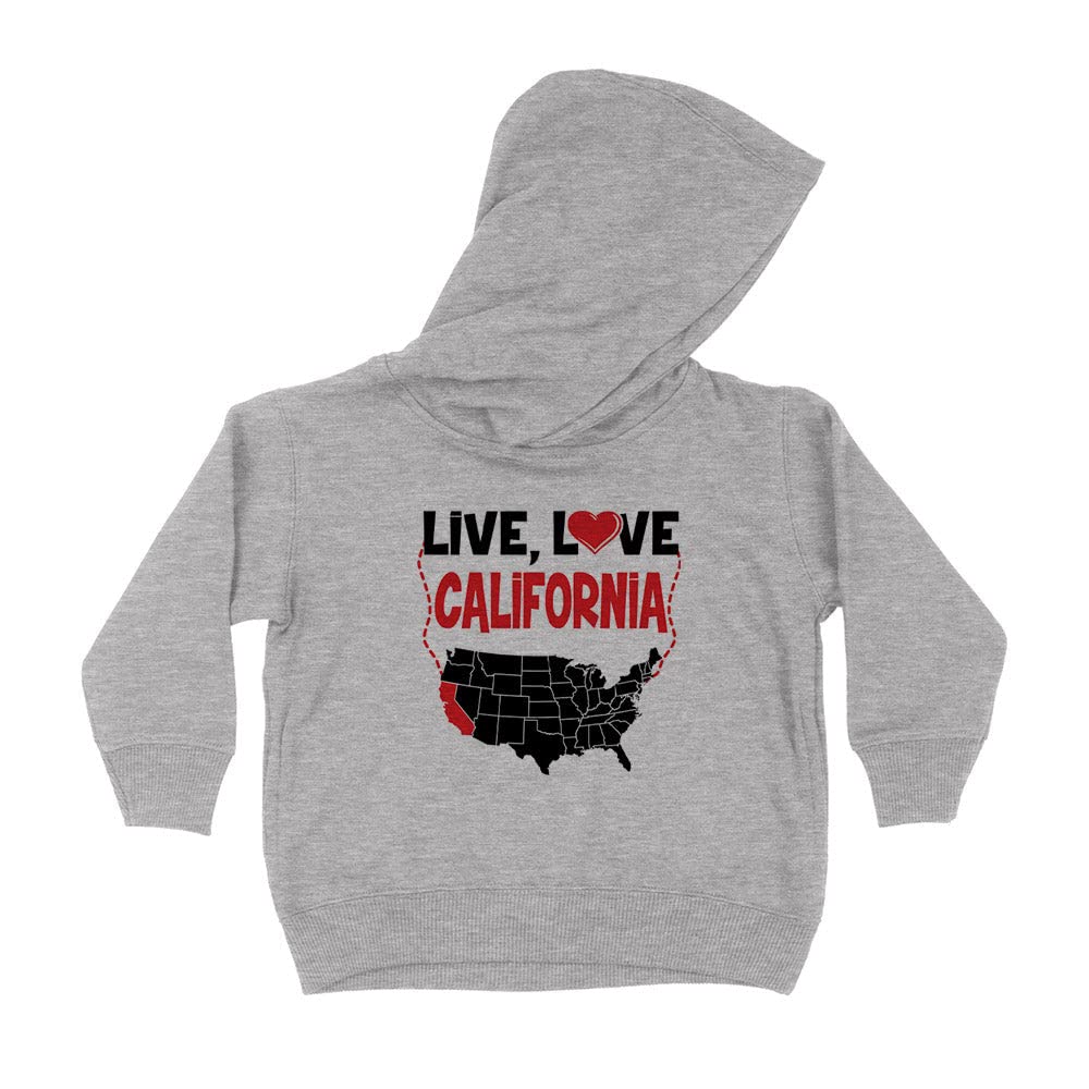 Live Love California Kids Hoodie Sweatshirt Toddler 2T Heather Grey