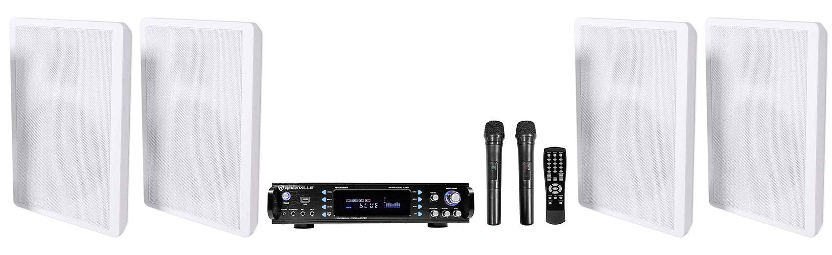 Rockville RPA70WBT Bluetooth Home Theater Receiver with 4 Slim Wall Speaker