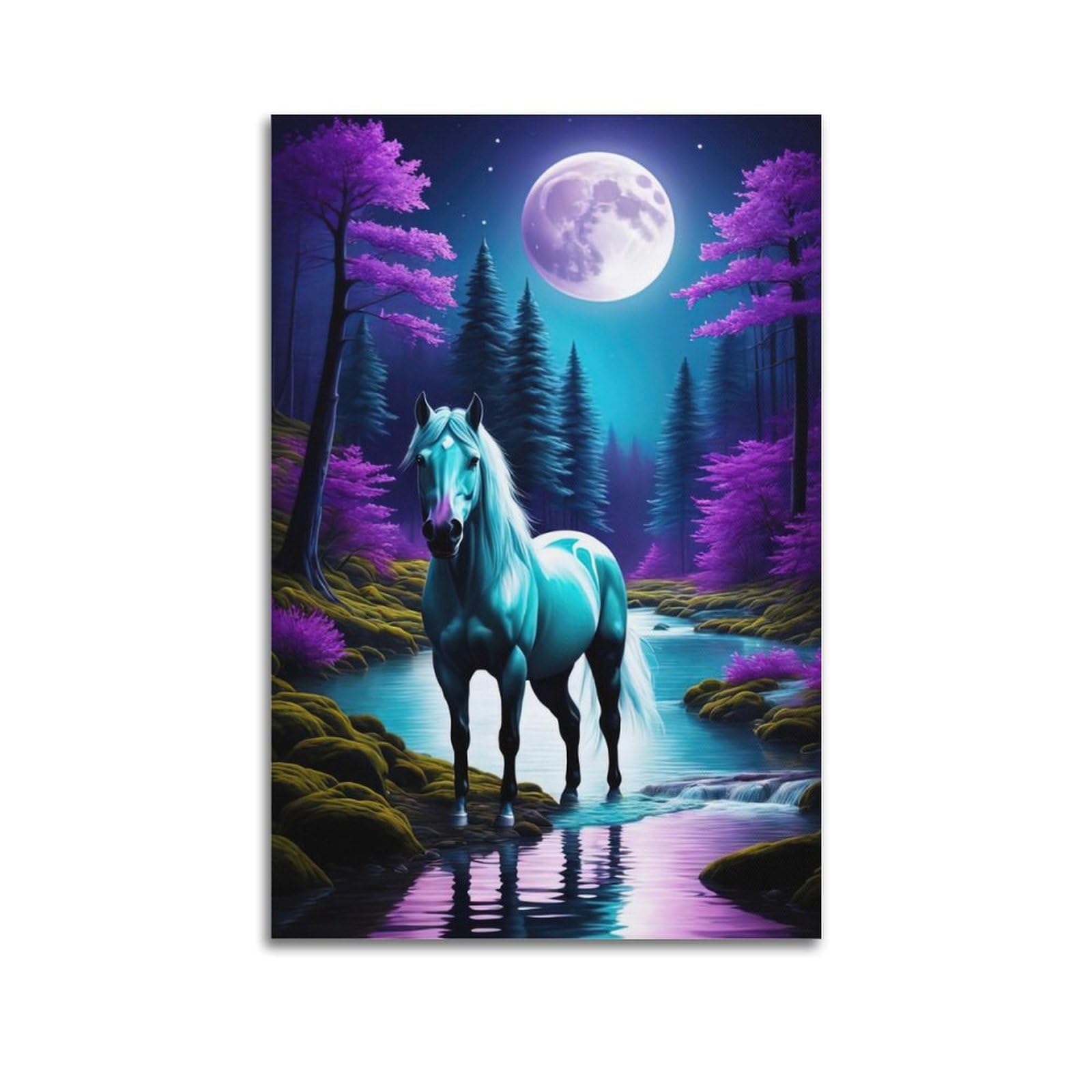 WZKTCL Animal Poster Horses by The River Poster Decorative Painting Canvas Wall Posters And Art Picture Print Modern Family Bedroom Decor Posters 20x30inch(50x75cm)