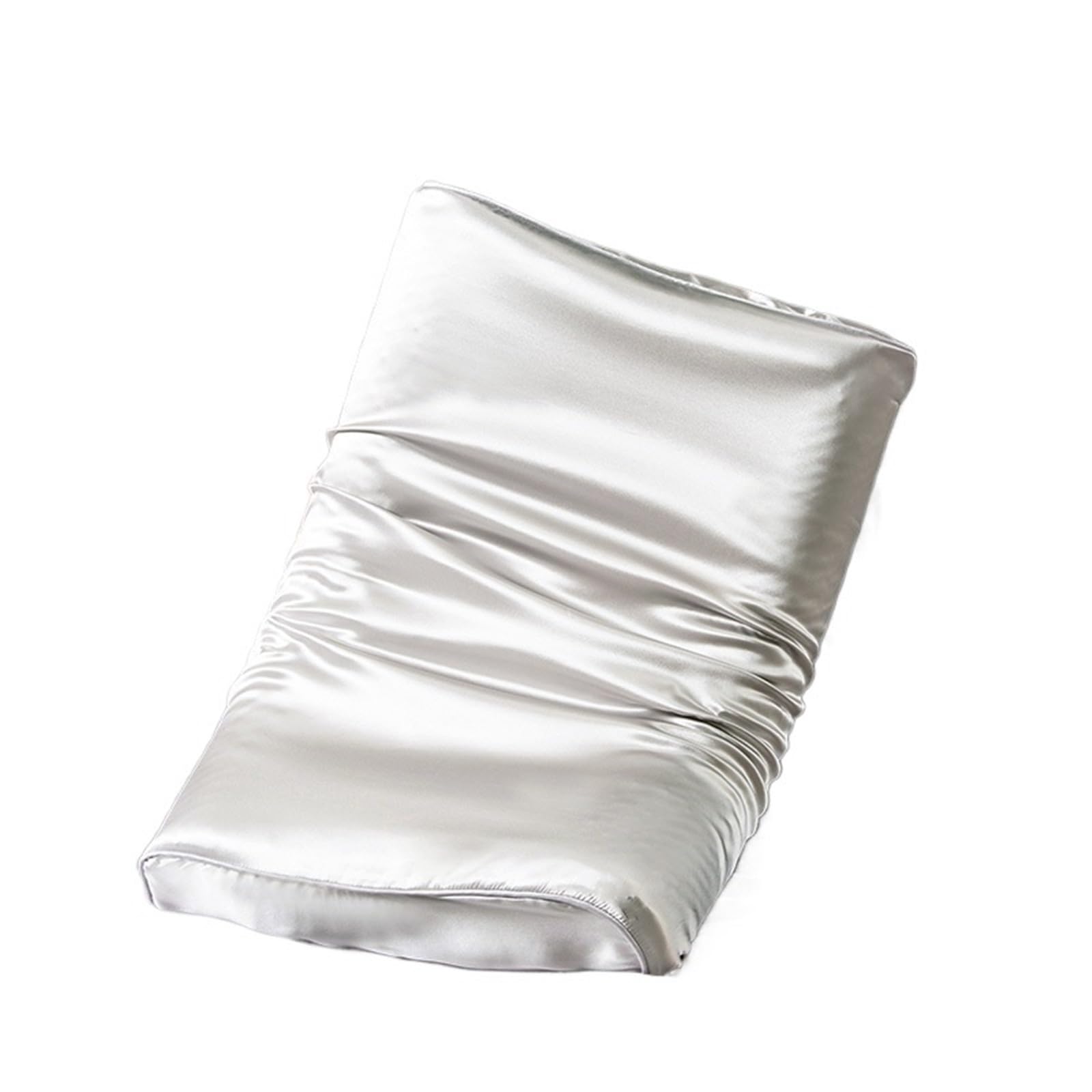 Funda de almohada de seda de 22 mommes, funda de almohada de seda de morera para almohada de látex y espuma viscoelástica, protección masiva para la piel del cabello, funda decorativa de satén (gris