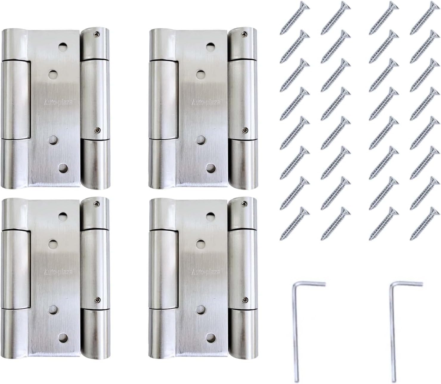 4Pcs 4 Inches Double Action Spring Door Hinge, 3mm Think Stainless Steel Loaded Spring Loaded Door Swing Hinge for Cafe Saloon Door