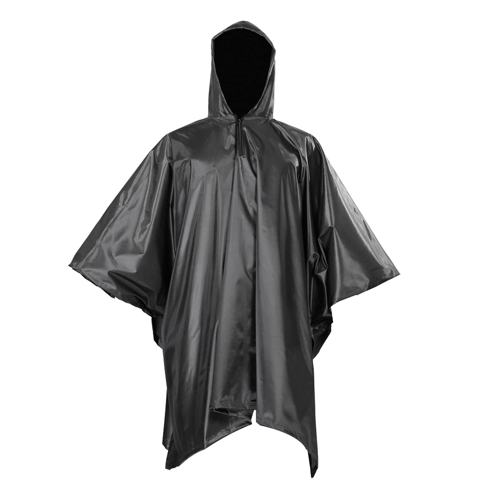 3 w 1 płaszcz przeciwdeszczowy z kapturem Survival Poncho, wielofunkcyjny, wodoszczelny płaszcz przeciwdeszczowy, namiot matowy, namiot kempingowy do wędrówek na świeżym powietrzu (kolor: czarny)
