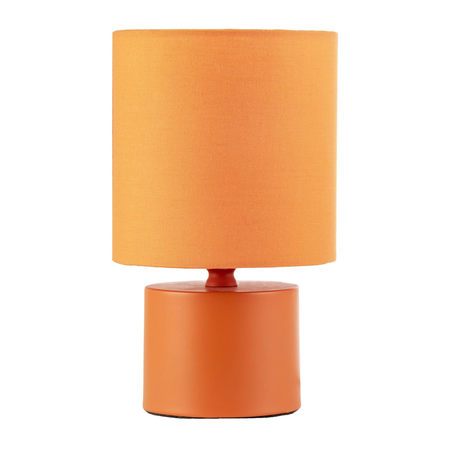 Happy Homewares Orange Modern Vibrant Dusty Bedside Table Lamp With Cotton Fabric Drum Shade | 23Cm X 13M | 1 X 7W | Inline Cable Switch Button