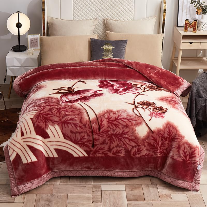 UGFJMN 13 lbs Heavy Korean Mink Blanket 78"×90", Silky Soft and Warm, 2 Ply Reversible Raschel Bed Blanket,(200x230cm 6kg).