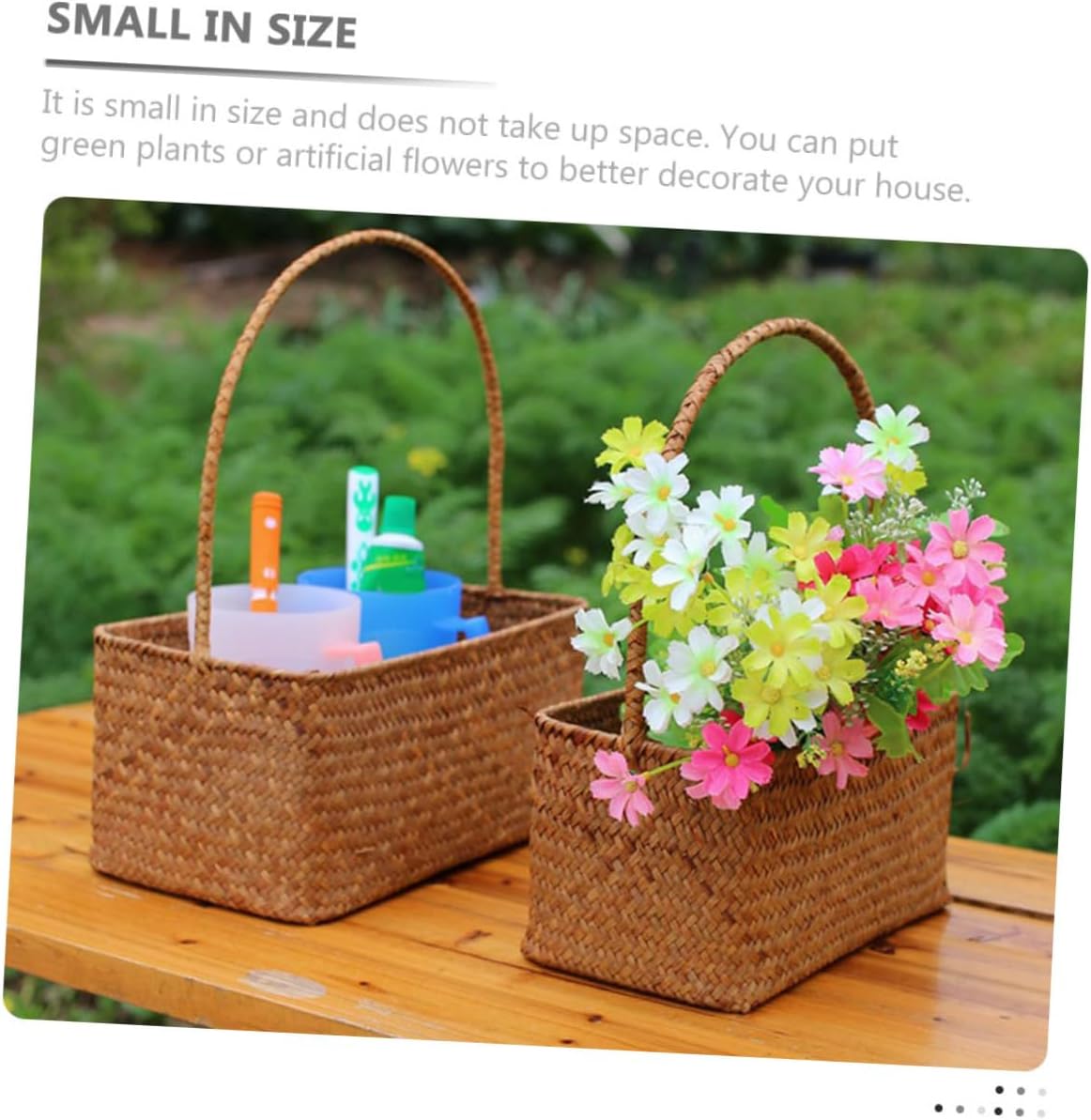 Orange Wicker Flower Basket for Weddings and Festivals Portable image 5