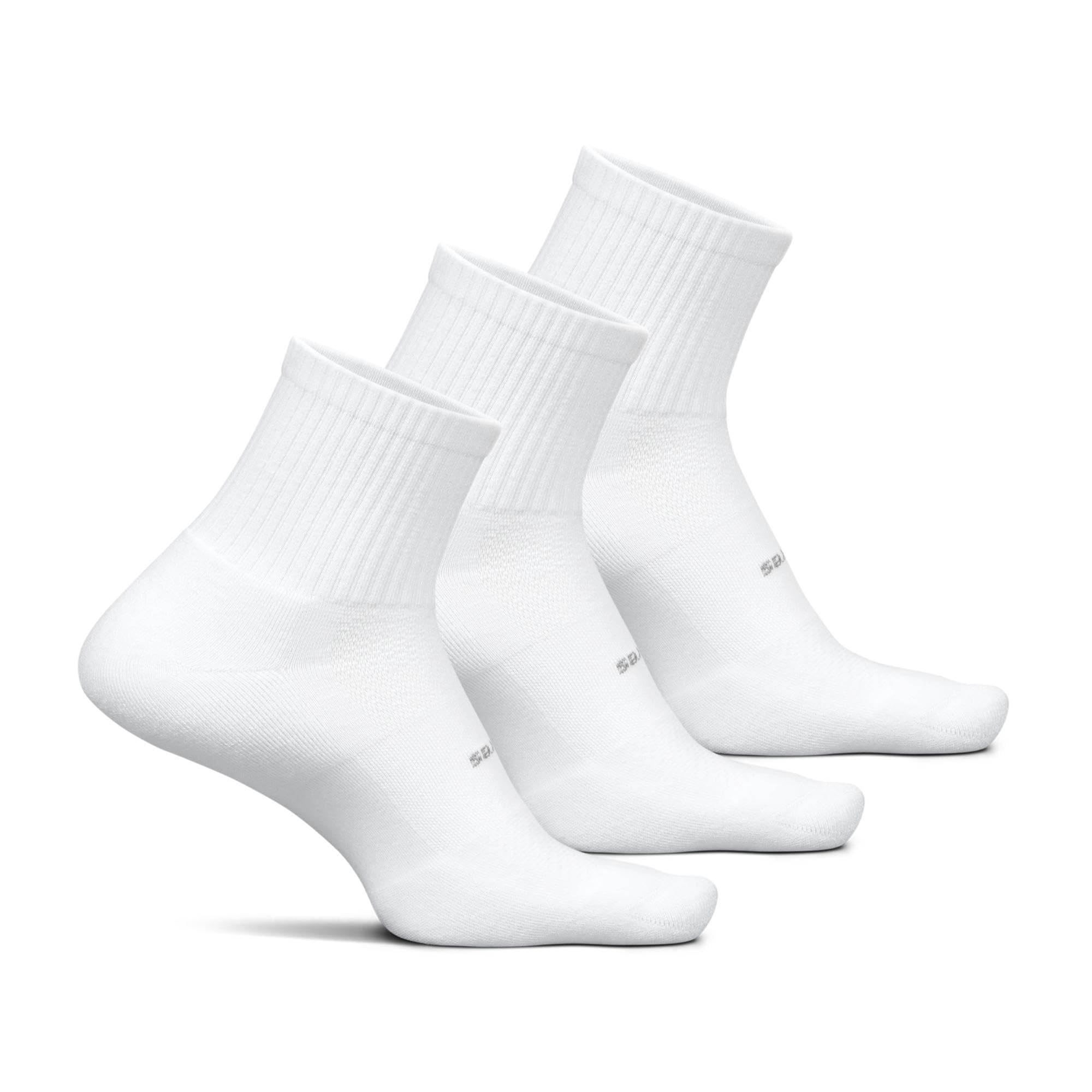 Feetures High Performance Max Cushion Quarter Tall Sock for Women & Men - Moisture-Wicking Athletic Socks - White - Medium (3 Pair)