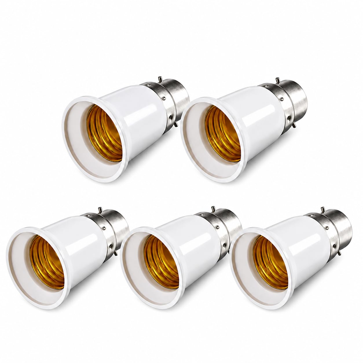 1/5PCS Lamp Sockets Converter B22 to E27 LED Bulb Converter Lamp Base Holder Screw Light Socket Adapter Anti-Burning Bulb Holder (5 pcs)