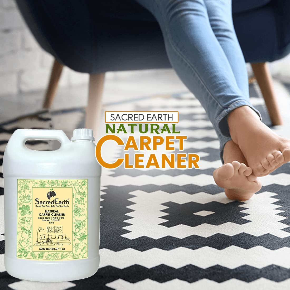 SacredEarth Natural Carpet Cleaner Liquid, Removes Dirt, Oil, Grease and Safe for Environment (5000 ml) - Image 3 thumbnail