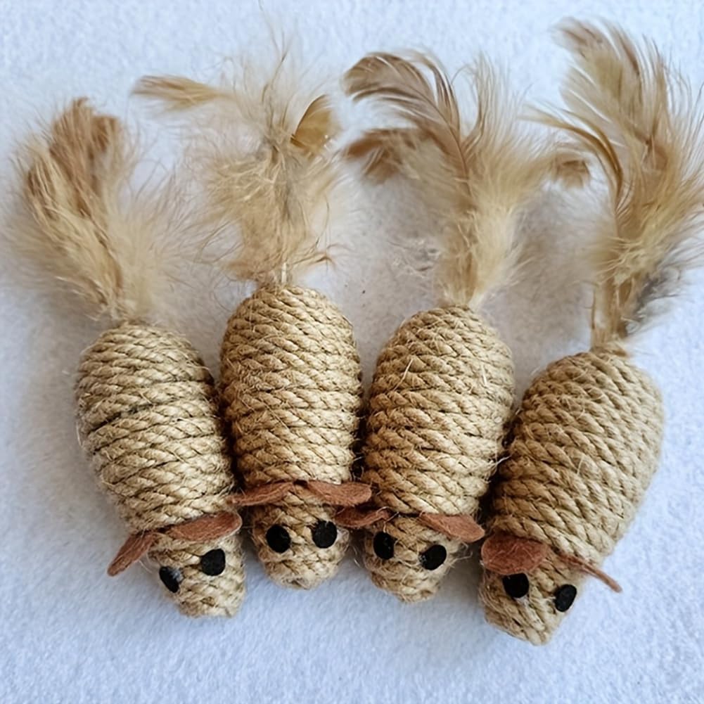 Juguetes para Mascotas, Juguete de Peluche Interactivo para Rascar y Morder, Juguete de Peluche para Gatos con Simulación de Ratón y Gatito, Juguete de Peluche para Jugar Solo