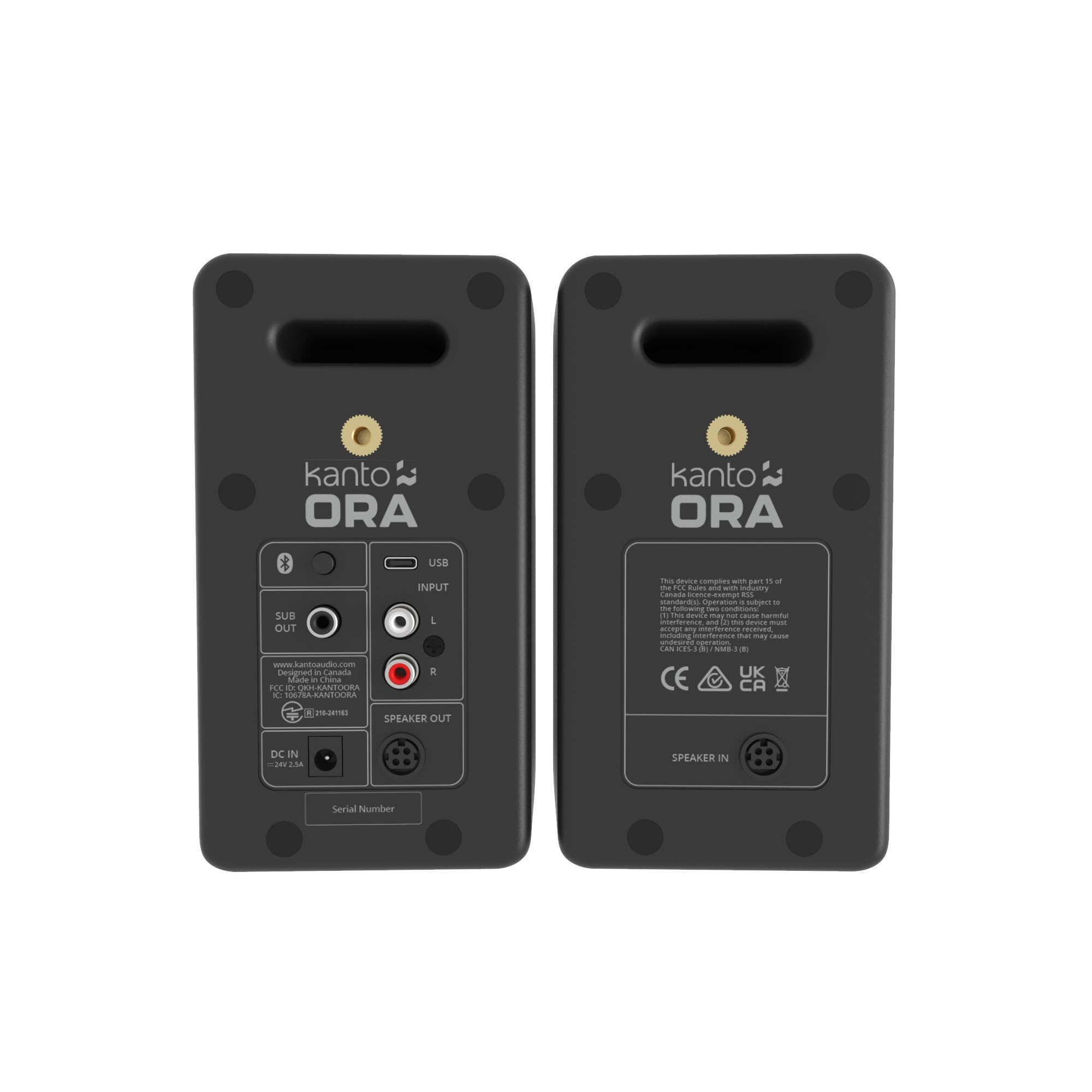 Kanto ORAMB 100W Powered Bi-amp Reference Desktop Computer Speakers w/Bluetooth 5.0 & USB-C | 100 Hz Crossover | Reference Quality Sound | Pair | Black