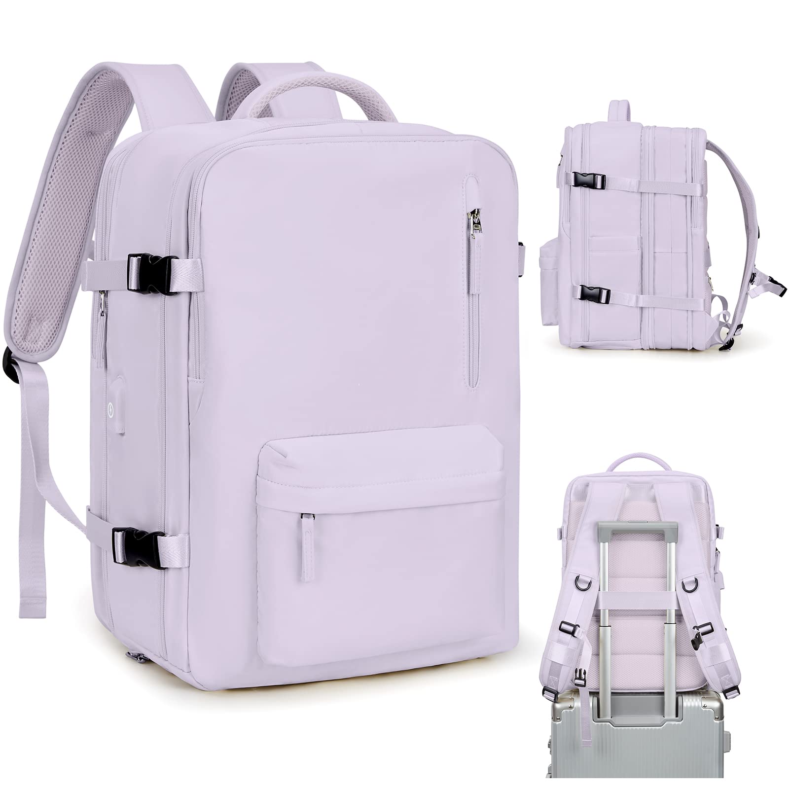 VGCUB Large Travel Work Business Backpack Carry on Flight Approved Laptop Backpack for Women Men Mochila de Viaje A12-purple-large