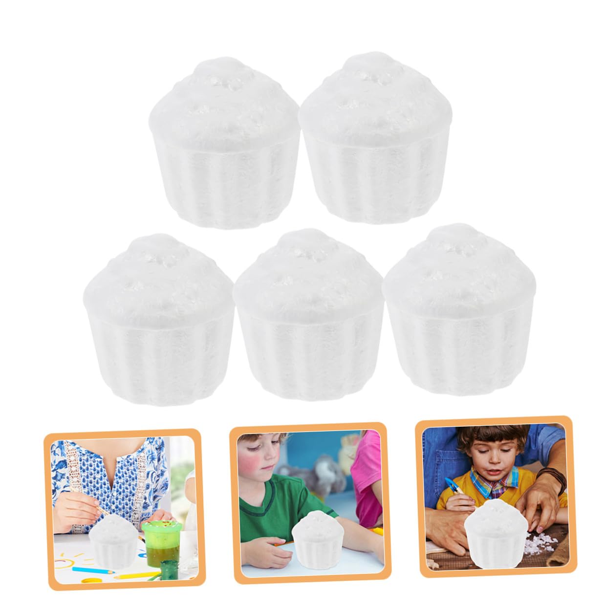 PRETYZOOM 5 pièces Lot de Modèles de Gâteaux Mousse Réutilisables Cupcakes DIY Légers et Rigides pour Décoration et Entraînement Créatif Accessoires Manuels pour Présentation
