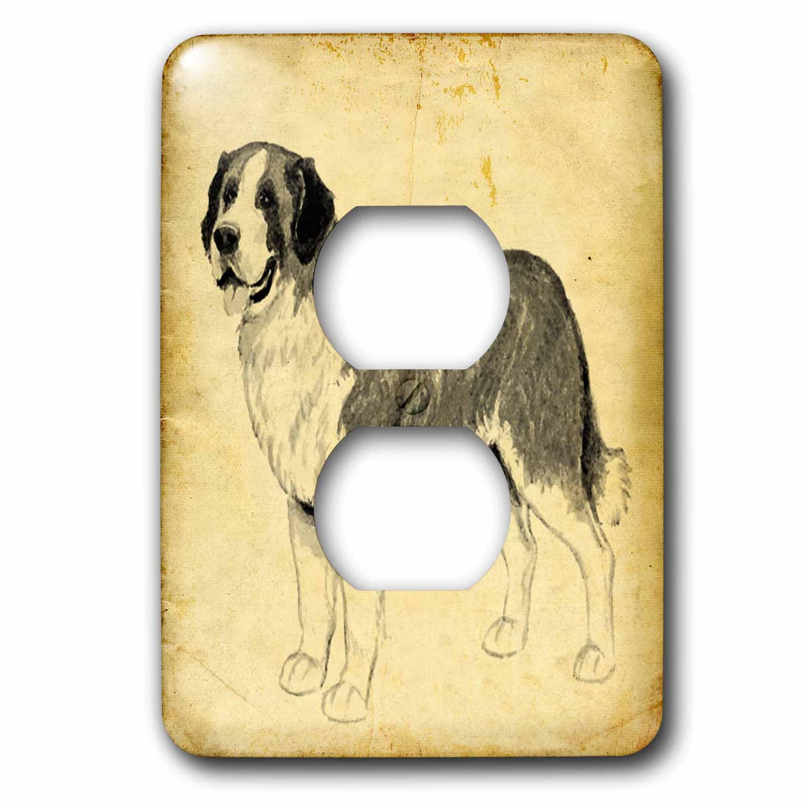 Plaque 2 prises St. Bernard Dog 3dRose idée cadeau ami des chiens