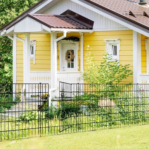 ARIFARO Dekorative Gartenzaun 5 Panels Gesamtlänge 3,5m (81cm H x 71cm B) Keine Graben Tier Barriere Fechten mit 4 Paneelen + 1 Tor, Haustier Zaun Metall Panel Grenze für Terrasse (Garden Fence)