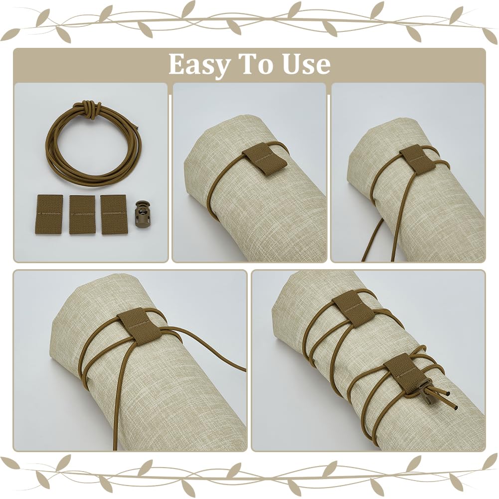 FINGERINSPIRE 1 Set Olive Tactical Flag Bungee Elastic Fastener Strap Shock Cord Retention Nylon with Plastic Outdoor Strap Retention Molle Webbing Loop Cord Lock Secure Plate Carrier Attachment - Image 3