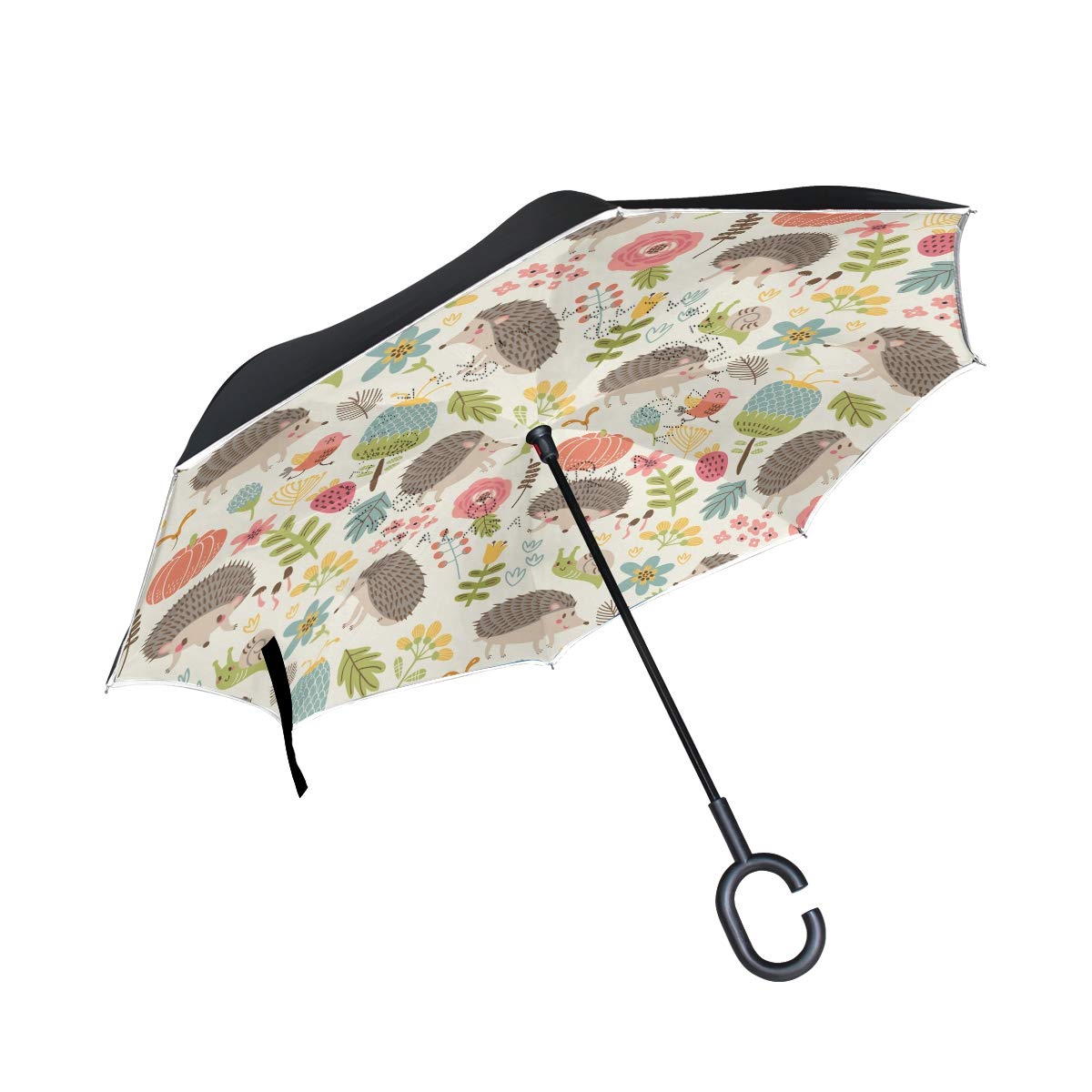 Hedgepig Hedgehog Inverted Umbrella Compact Windproof Car Reverse UV Protection Travel Umbrellas for Rainy Cars Children Beach Women