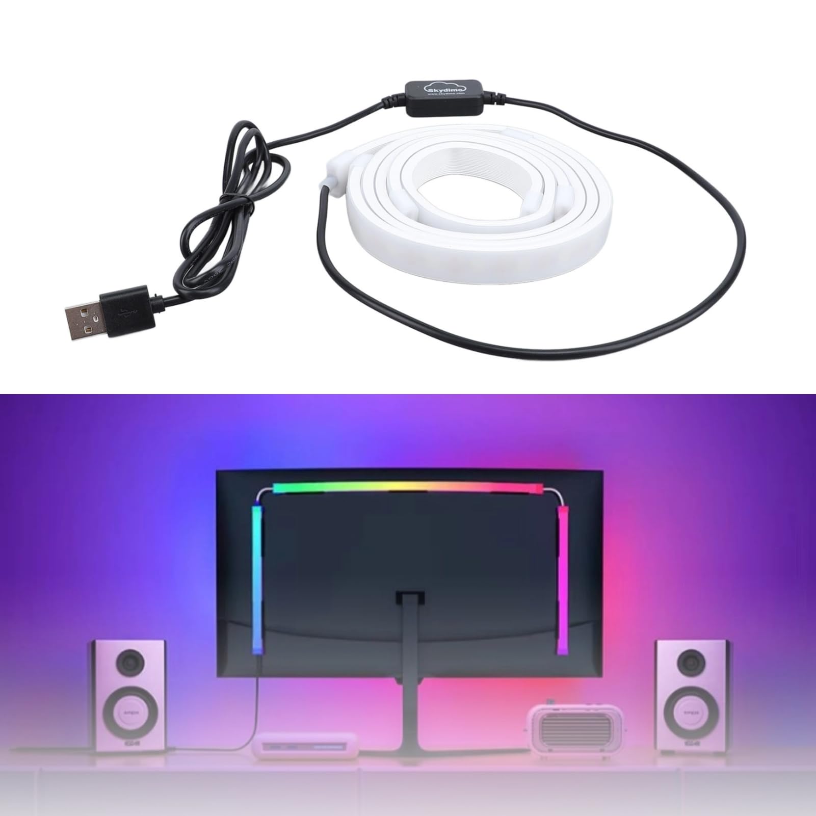 Computer -LED -Strip -Licht, RGB 54 LEDS -Bildschirm Synchronisation, Synchronisation mit Ihrem Bildschirm, Schnelles Setup, Vielseitige Beleuchtungsmodi, USB -PC