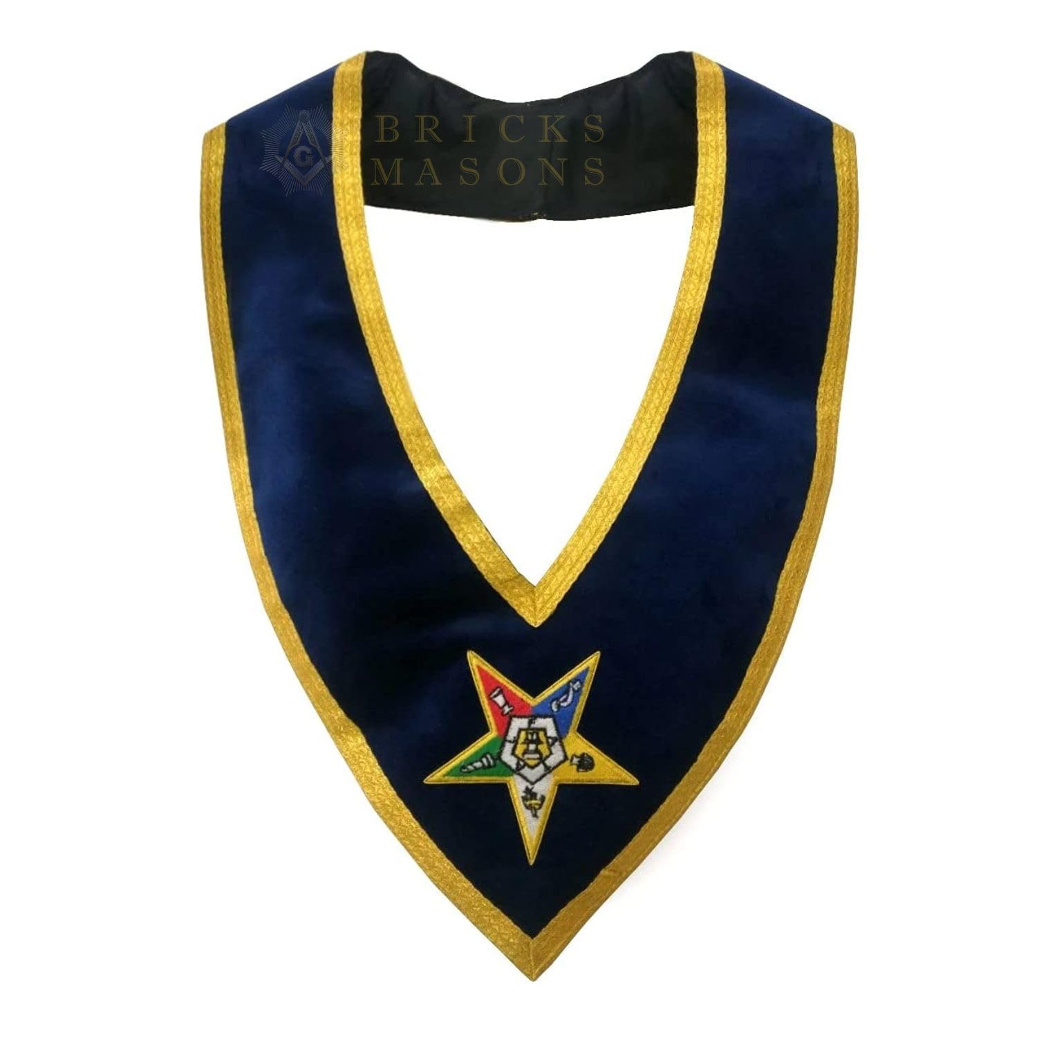 Bricks Masons Associate Patron OES Collar - Royal Blue with Gold Braid