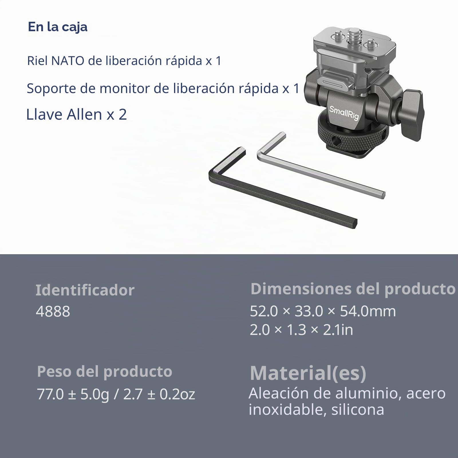 SMALLRIG HawkLock H21 Camera Monitor Mount de Liberación Rápida con Zapata Fría, Soporte de Monitor Giratorio e Inclinable con Tornillo de 1/4"-20, para Monitores Ninja V y V+ – 4888