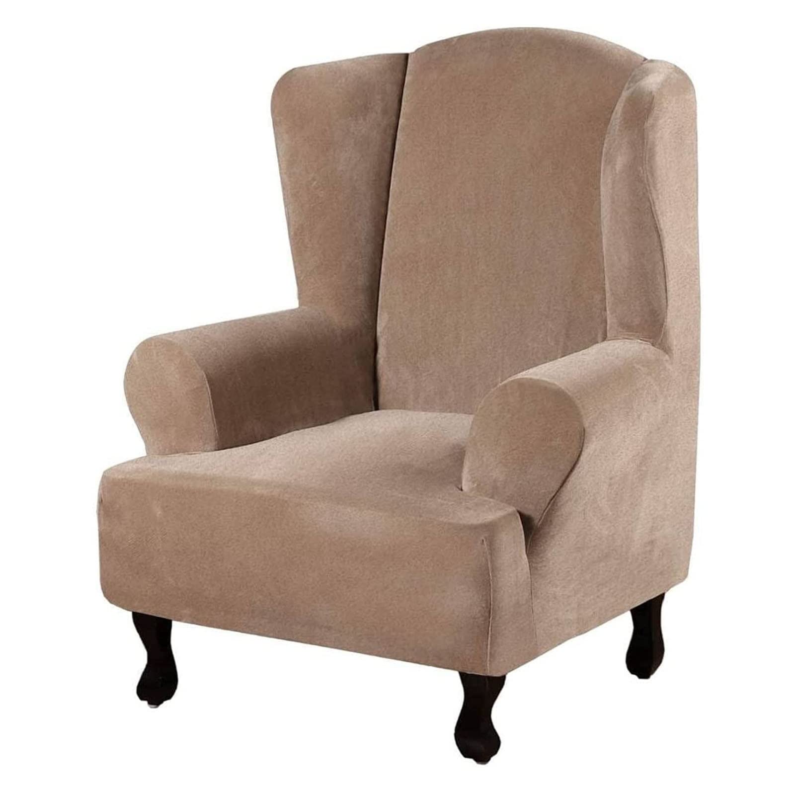 1-Piece Velvet Wingback Chair Covers ,Stretch Wingback Chair Slipcover Velvet Wing Chair Covers wing backed chair covers Armchair Cover Wing Chair Slipcover Furniture Protector ( Color : Camel )