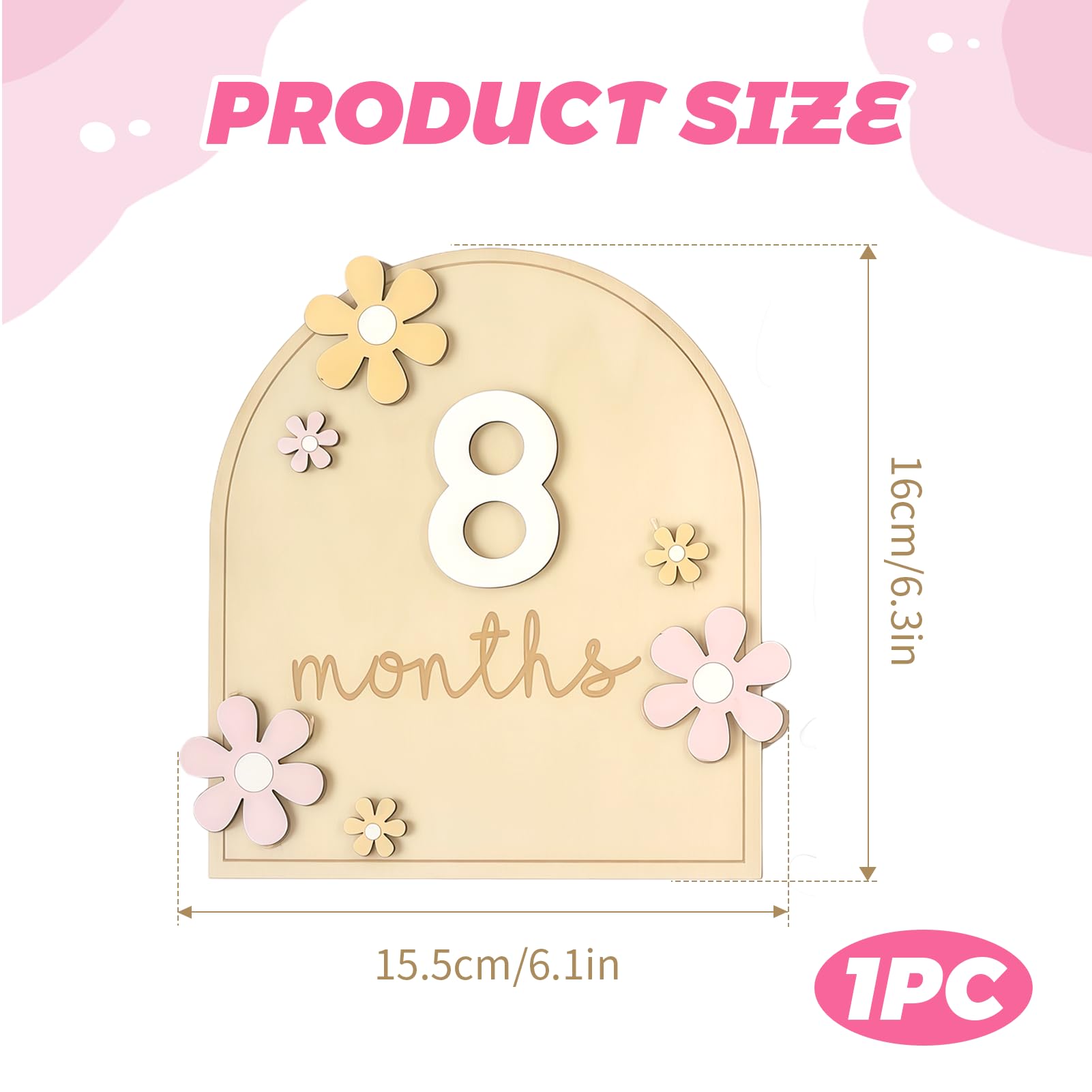 Carte Étape Bébé Bois Carte Mensuelle Bebe Accessoire Photo pour Nourrissons de 0 à 12 Mois Cadeaus Bebe Pour Cadeau Naissance Cadeau Future Parents Baby Shower Enregistrement de Croissance (Style 4)