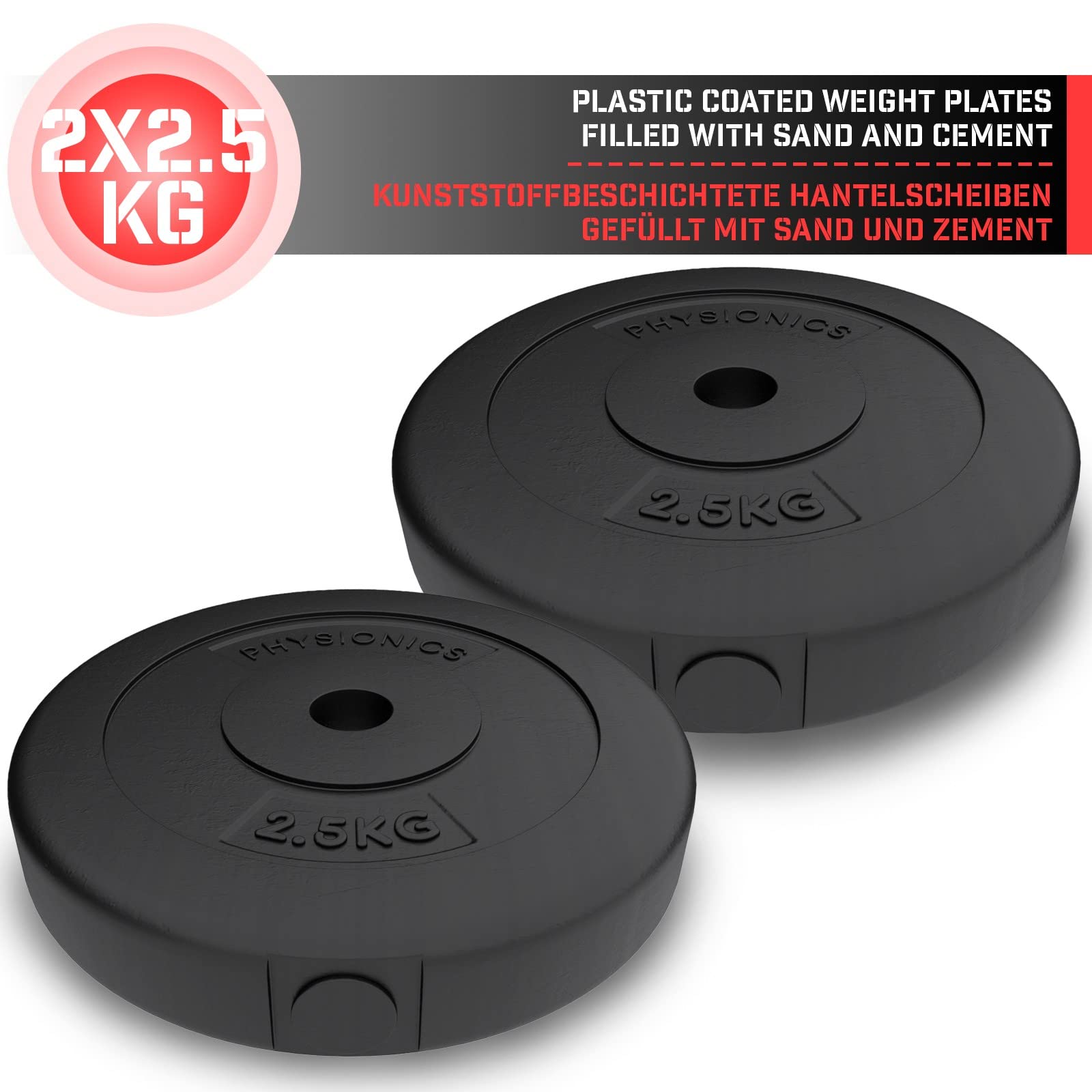Physionics® Panca con Bilanciere e Pesi - Panca Regolabile con Portabilanciere, Barra (140/165 cm, 30 mm, Acciaio, Carico 300 kg), Dischi (31 mm, 2,5/5/10/15 kg), Set a Scelta - Stazione da Palestra