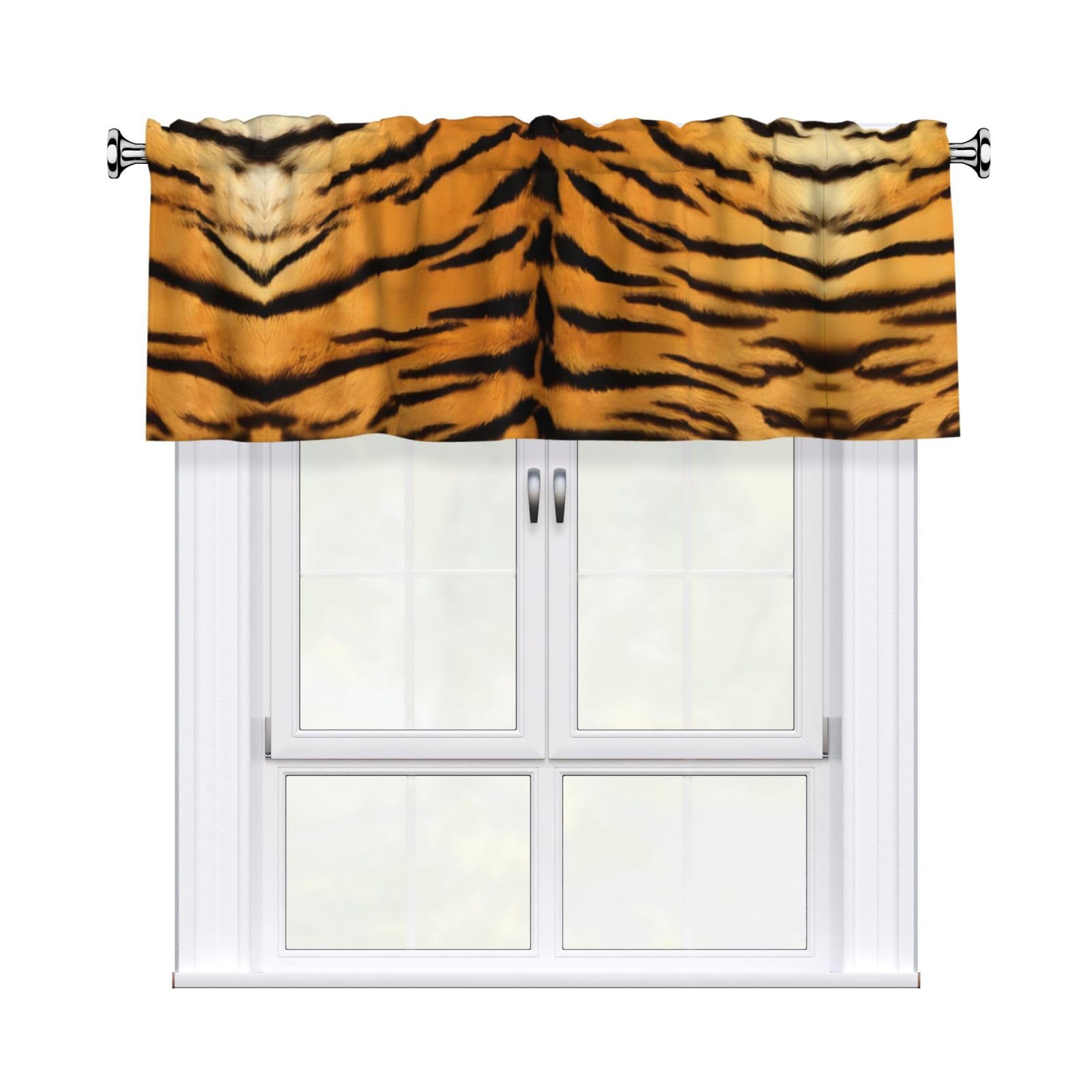 WHJDPP Tiger Skin Prints Curtain Valance 54x18 Inch - Peach Skin Window Cover with Printed Design, Filtering Light for Kitchen Decor