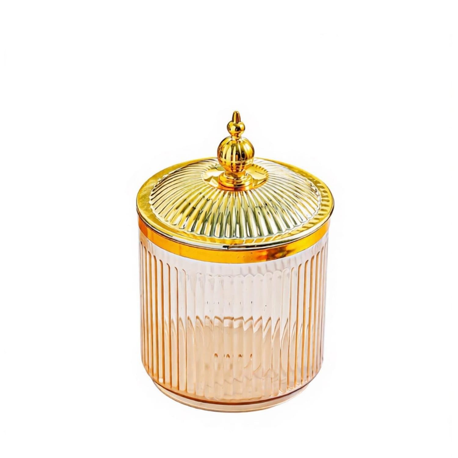 Airtight Seal Ribbed Food Jar Set Transparent Body Decorative Storage Jar Set for Kitchen, Pantry Organization, Countertop Display, Living Room, Amber, Can Only-image-15
