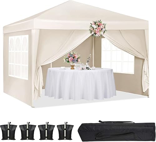 Vista 28 de Tienda de campaña desplegable de 10 x 20 pies con paredes laterales, tienda de campaña resistente al aire libre con 4 bolsas de arena y bolsa